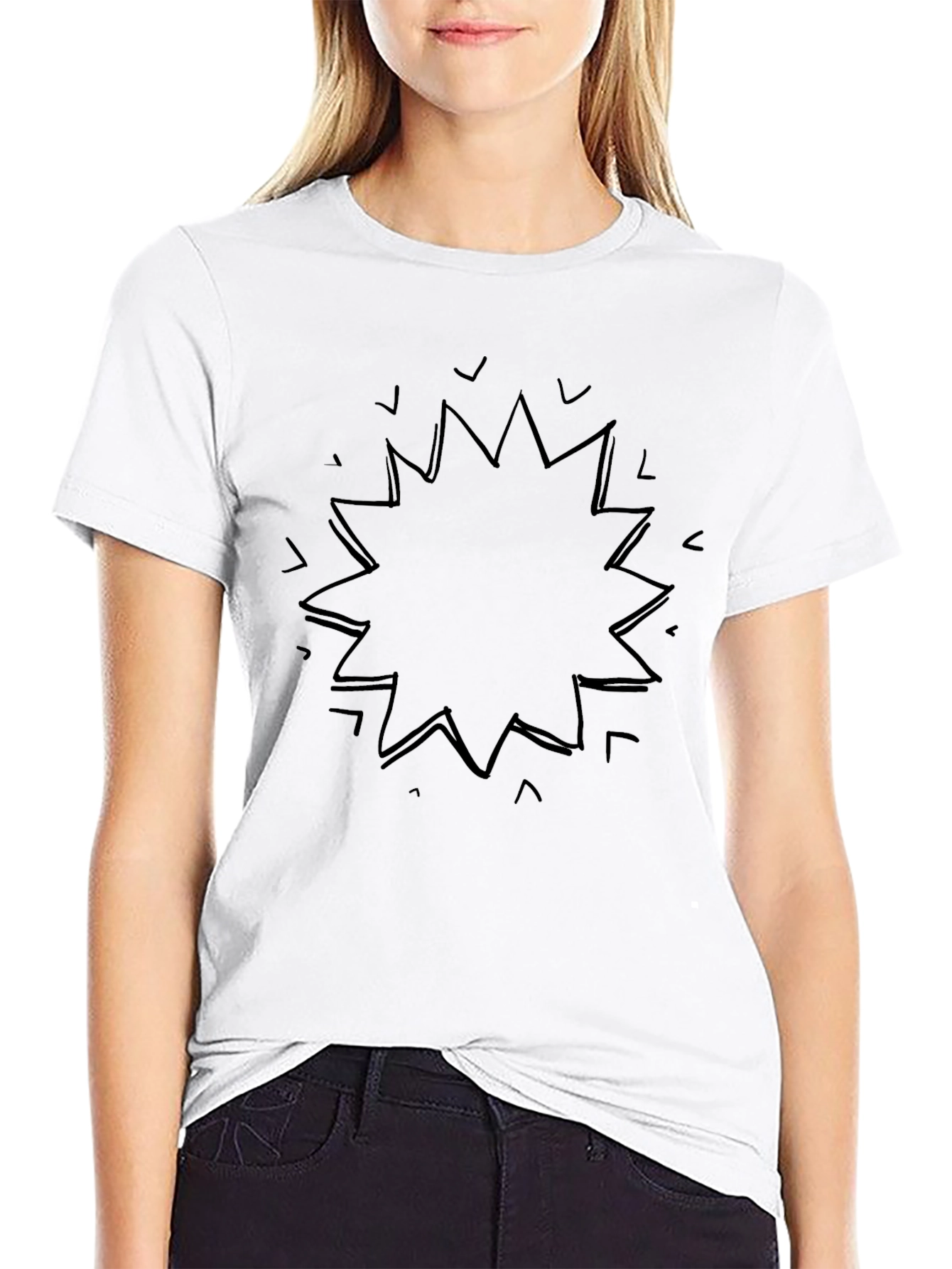 Mens Black Graphic Tee - Abstract Burst Design