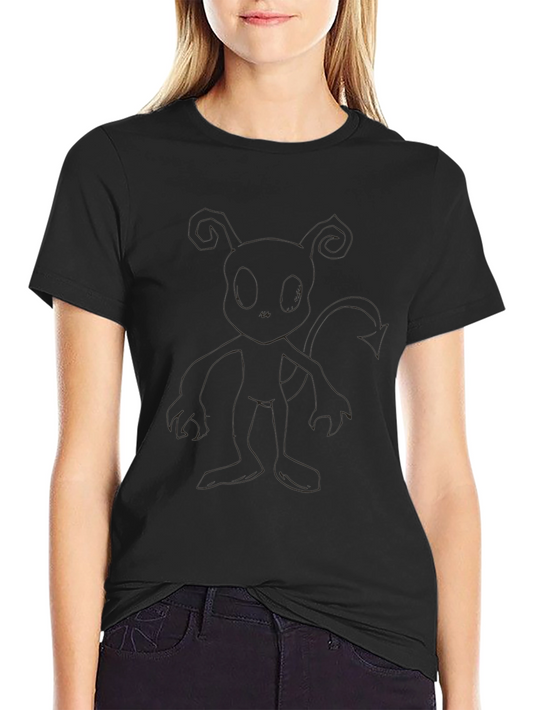 Black T-Shirt with Cartoon Devil Design