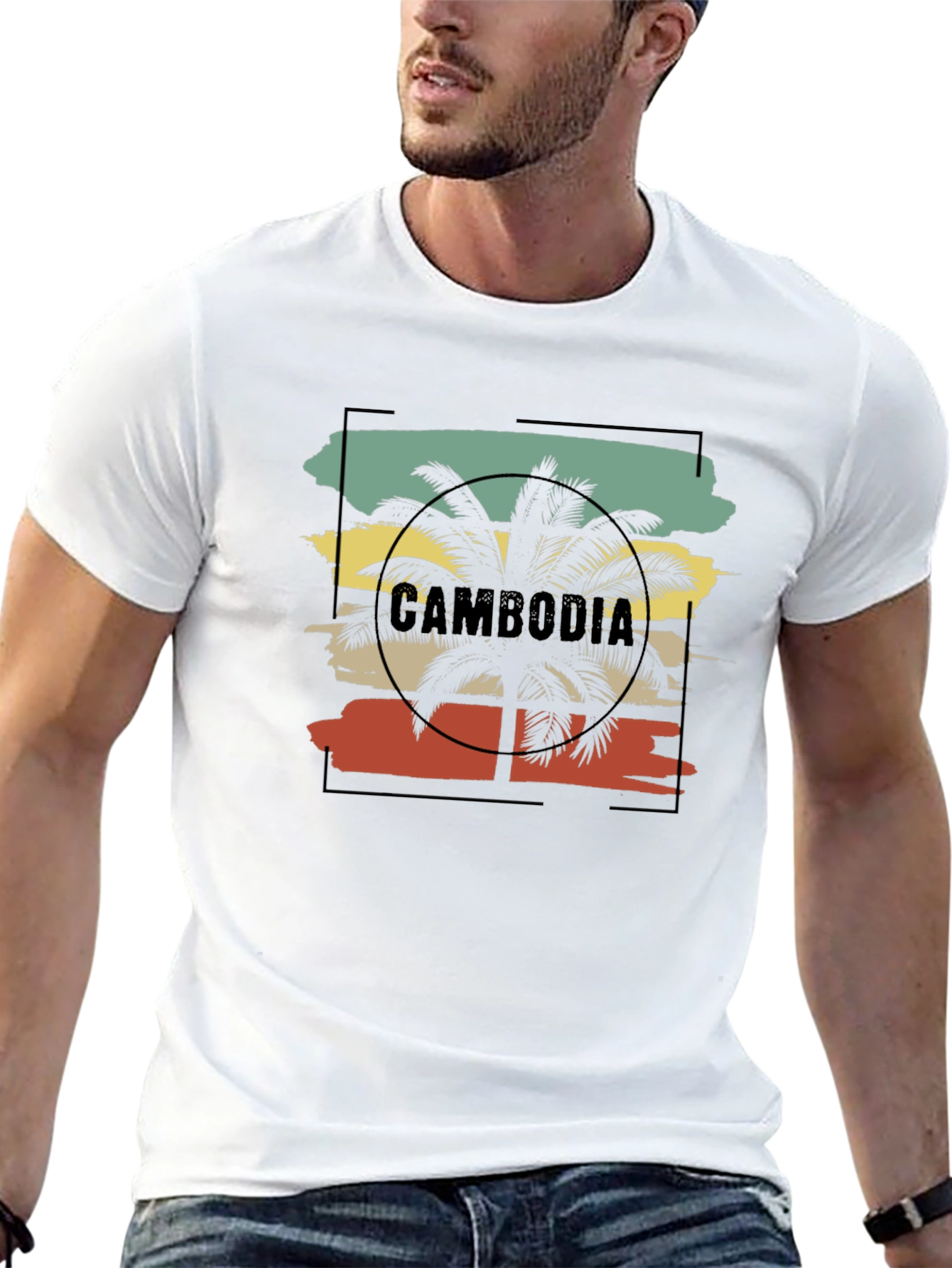 Cambodia Palm Tree Retro Graphic Tee