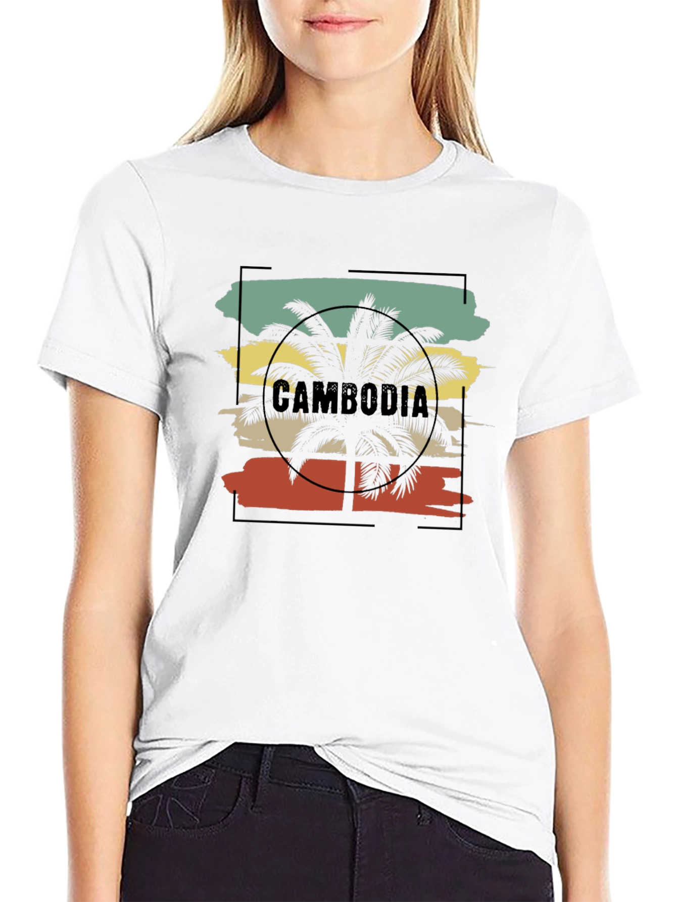 Cambodia Palm Tree Retro Graphic Tee
