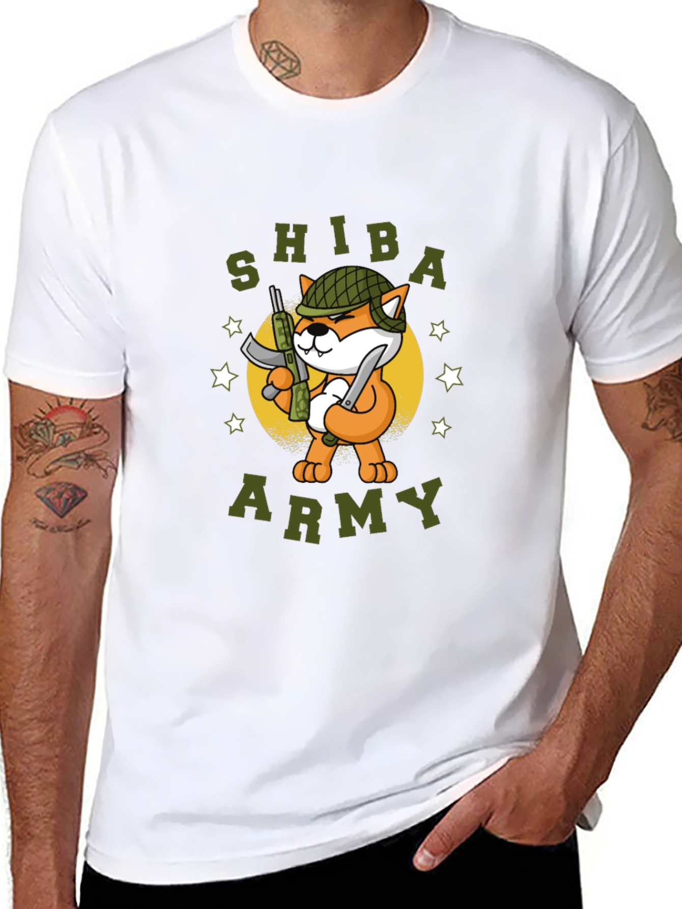 Shiba Army Graphic Tee - Black Cotton T-Shirt