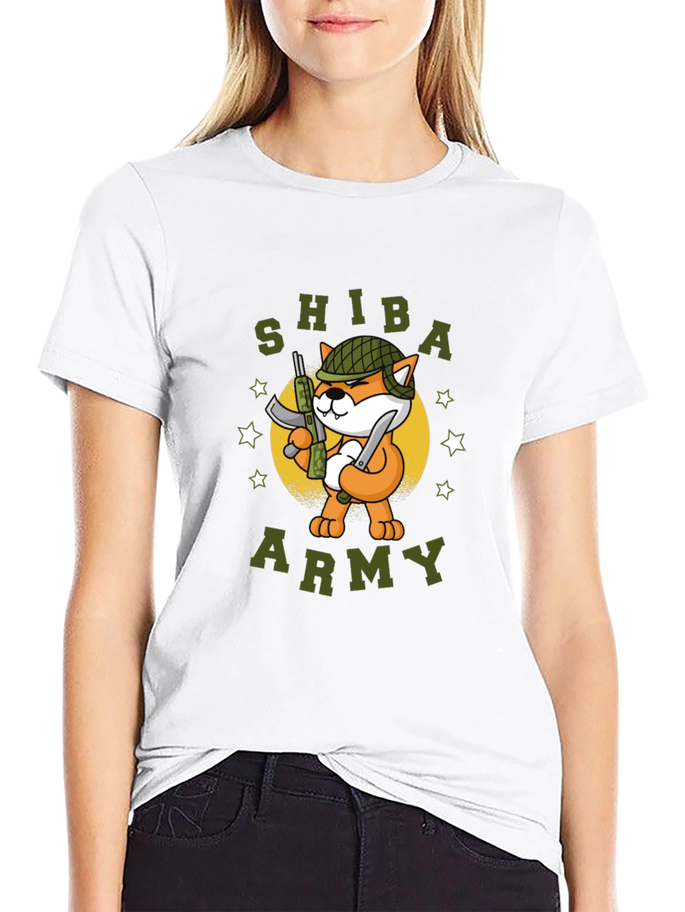 Shiba Army Graphic Tee - Black Cotton T-Shirt