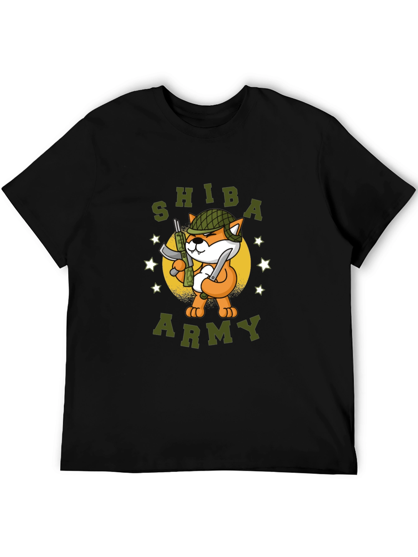 Shiba Army Graphic Tee - Black Cotton T-Shirt