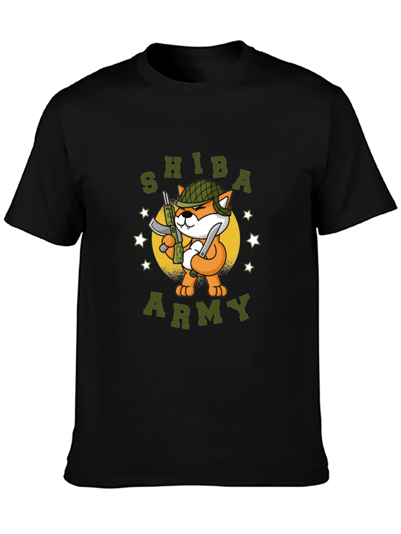 Shiba Army Graphic Tee - Black Cotton T-Shirt