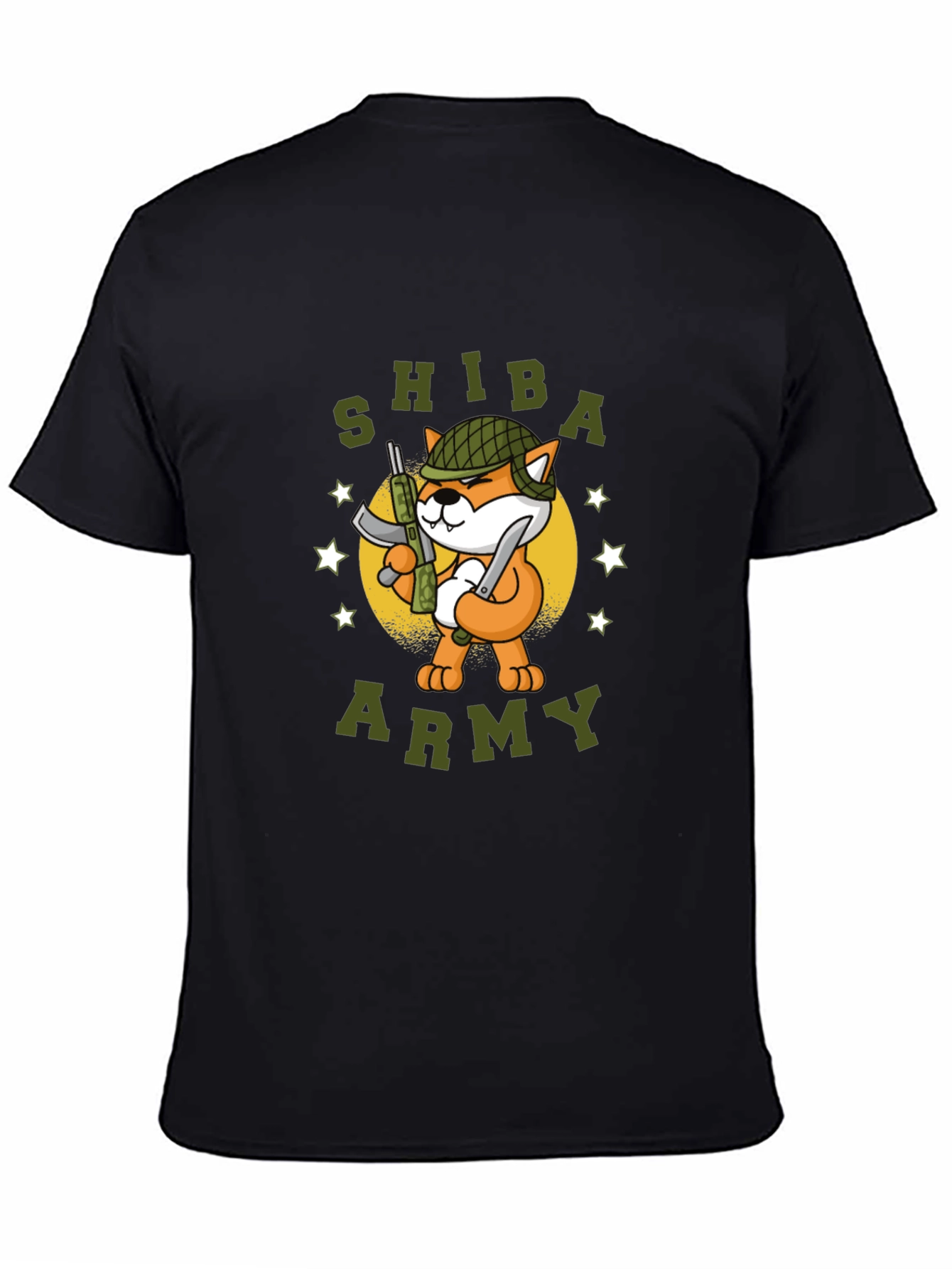 Shiba Army Graphic Tee - Black Cotton T-Shirt