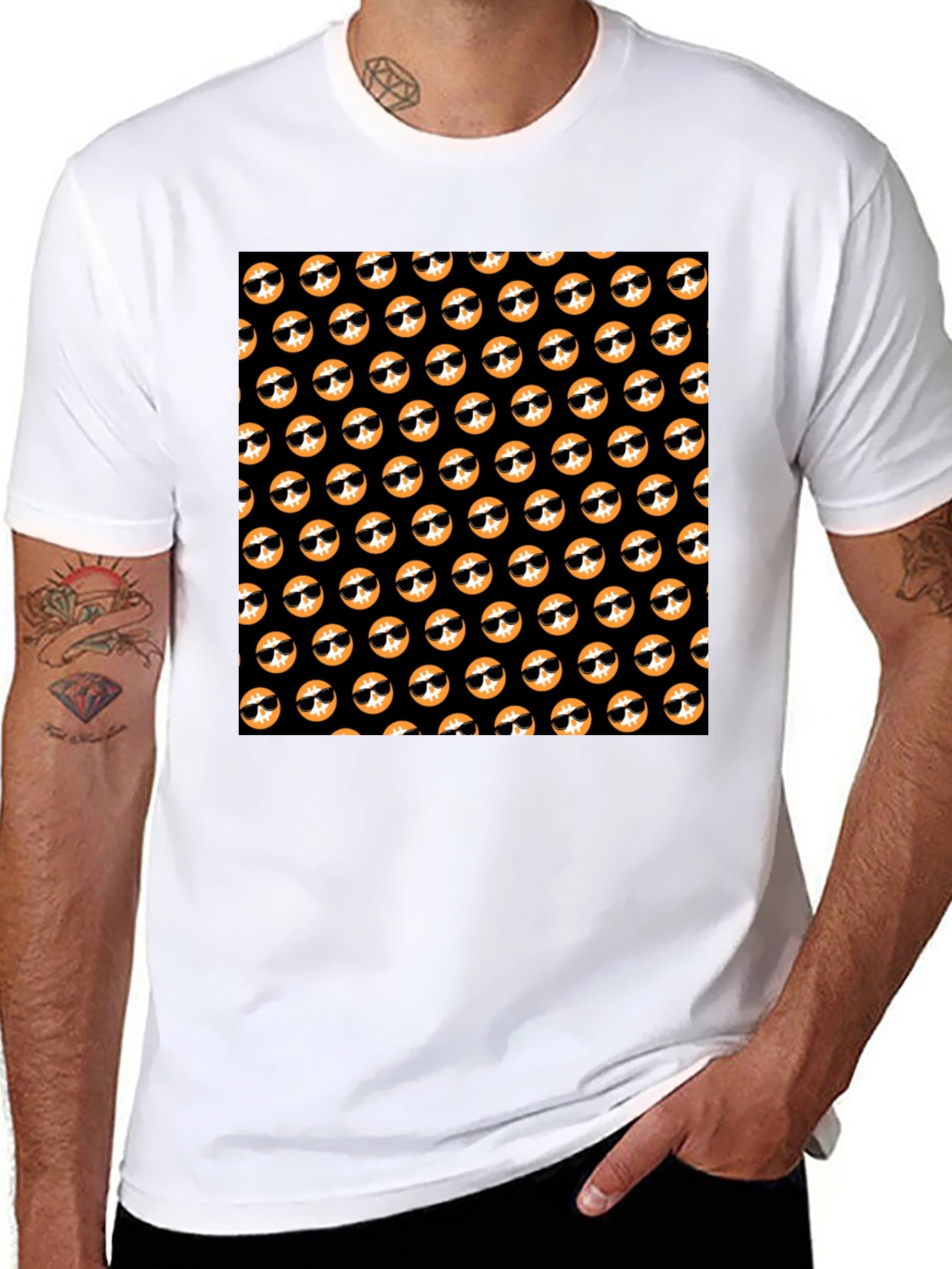 Cool Doge Pattern Black T-Shirt