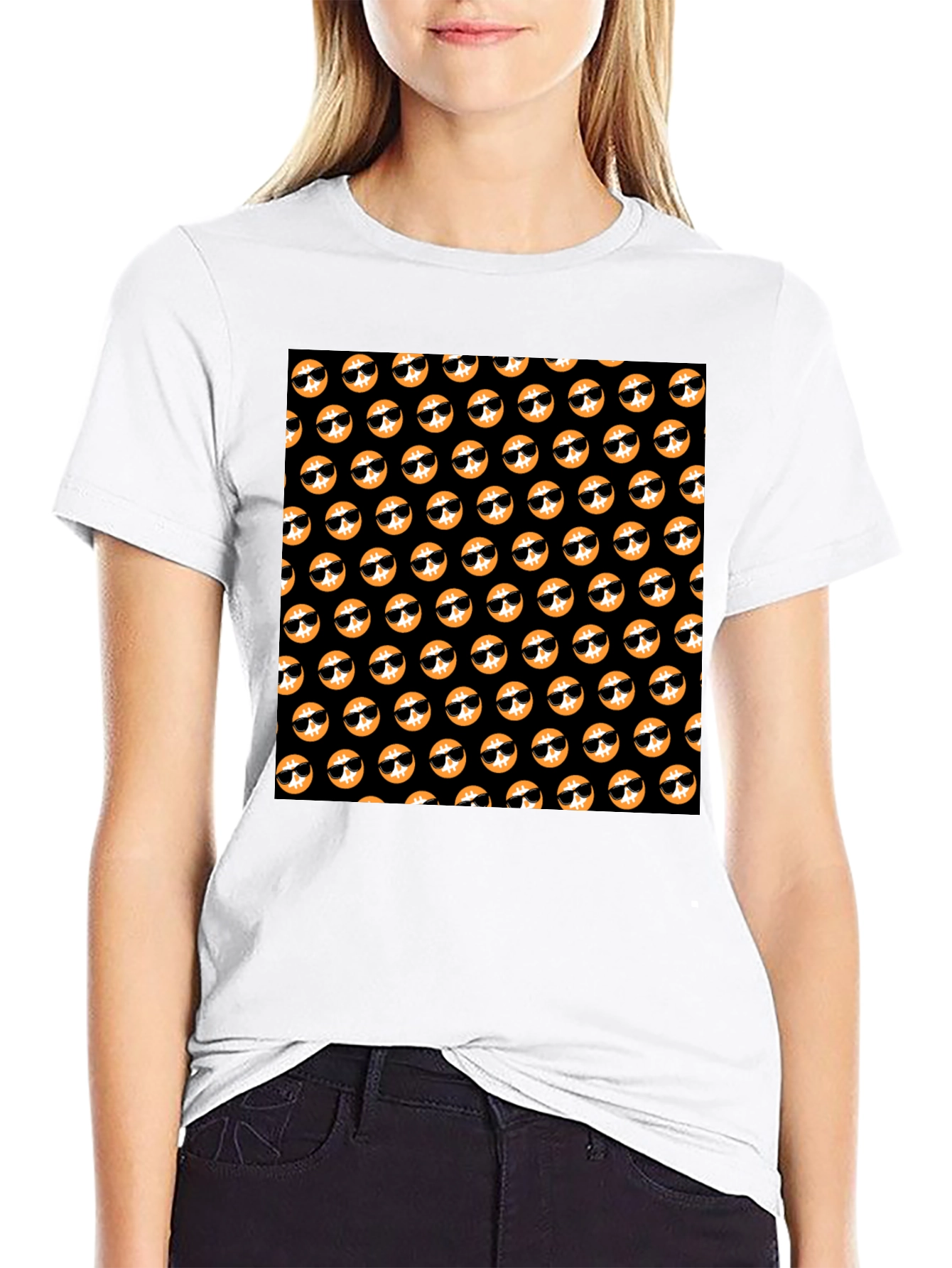 Cool Doge Pattern Black T-Shirt