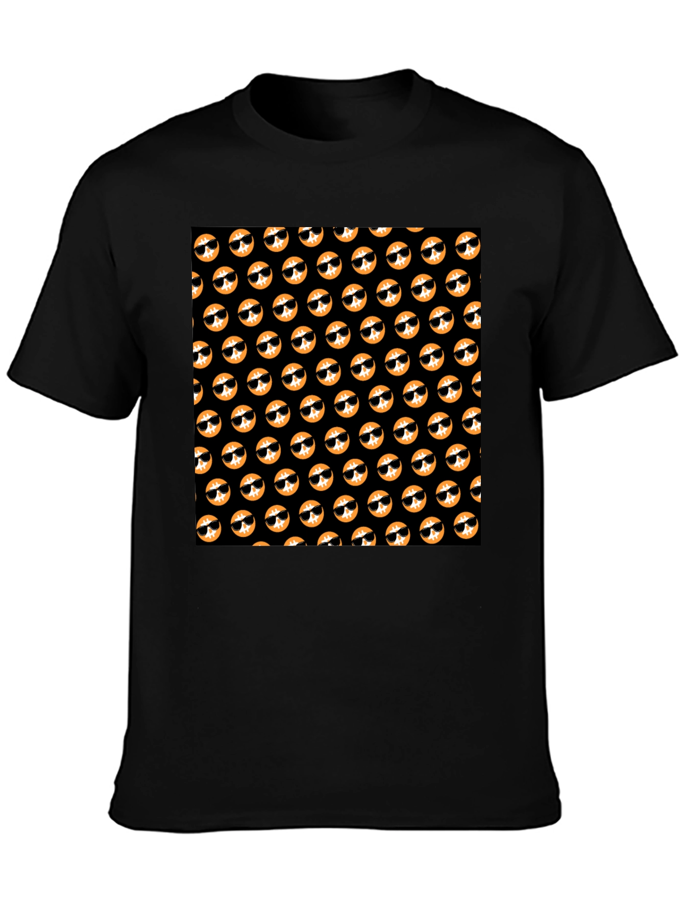Cool Doge Pattern Black T-Shirt