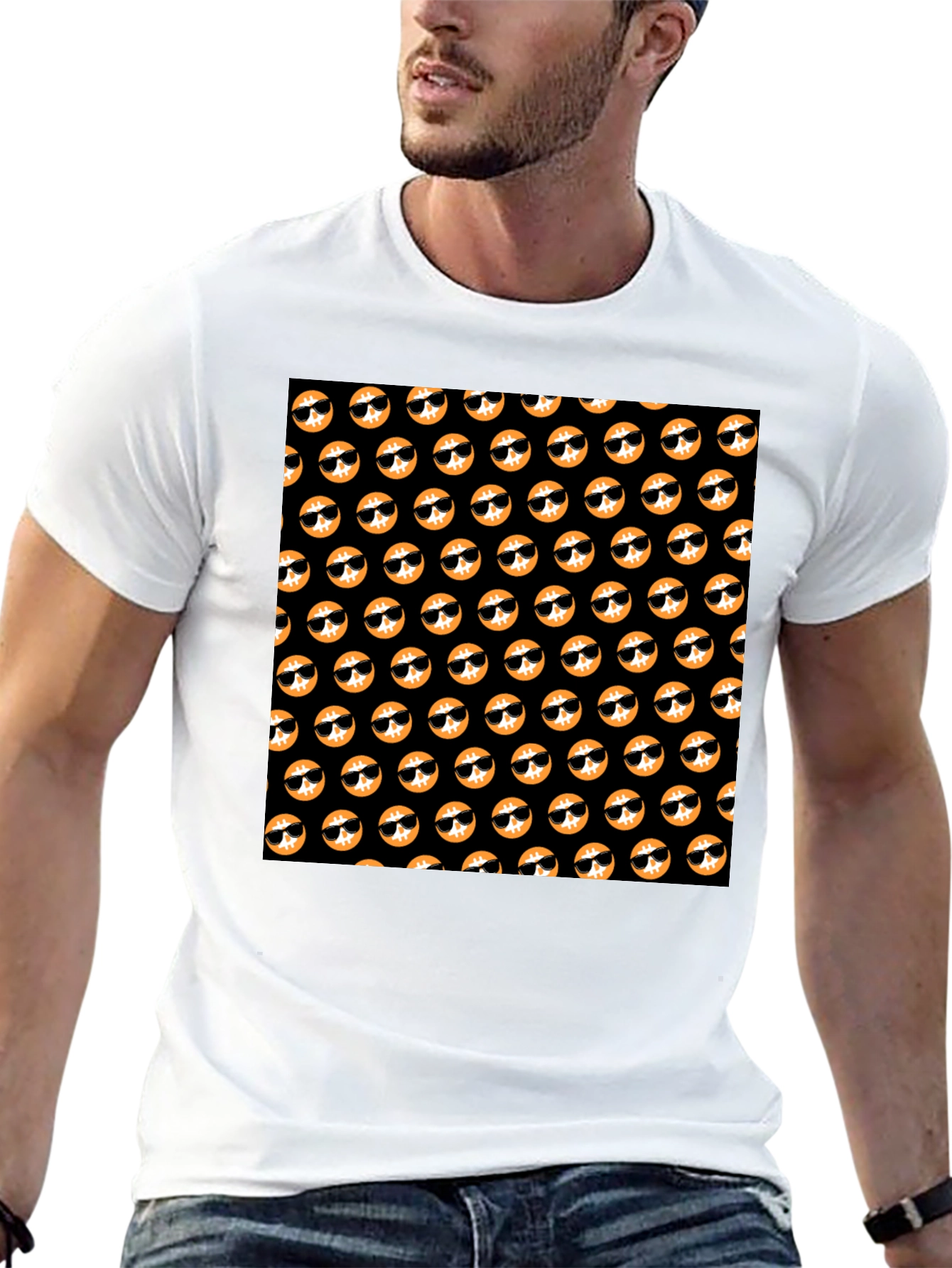 Cool Doge Pattern Black T-Shirt