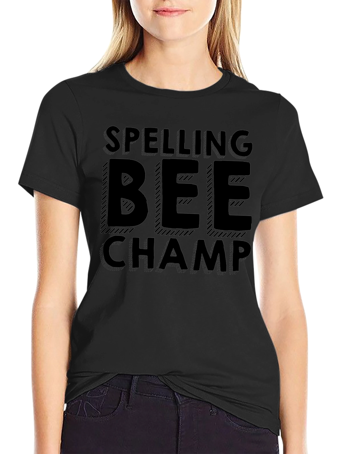 Spelling Bee Champ T-Shirt - Black Graphic Tee