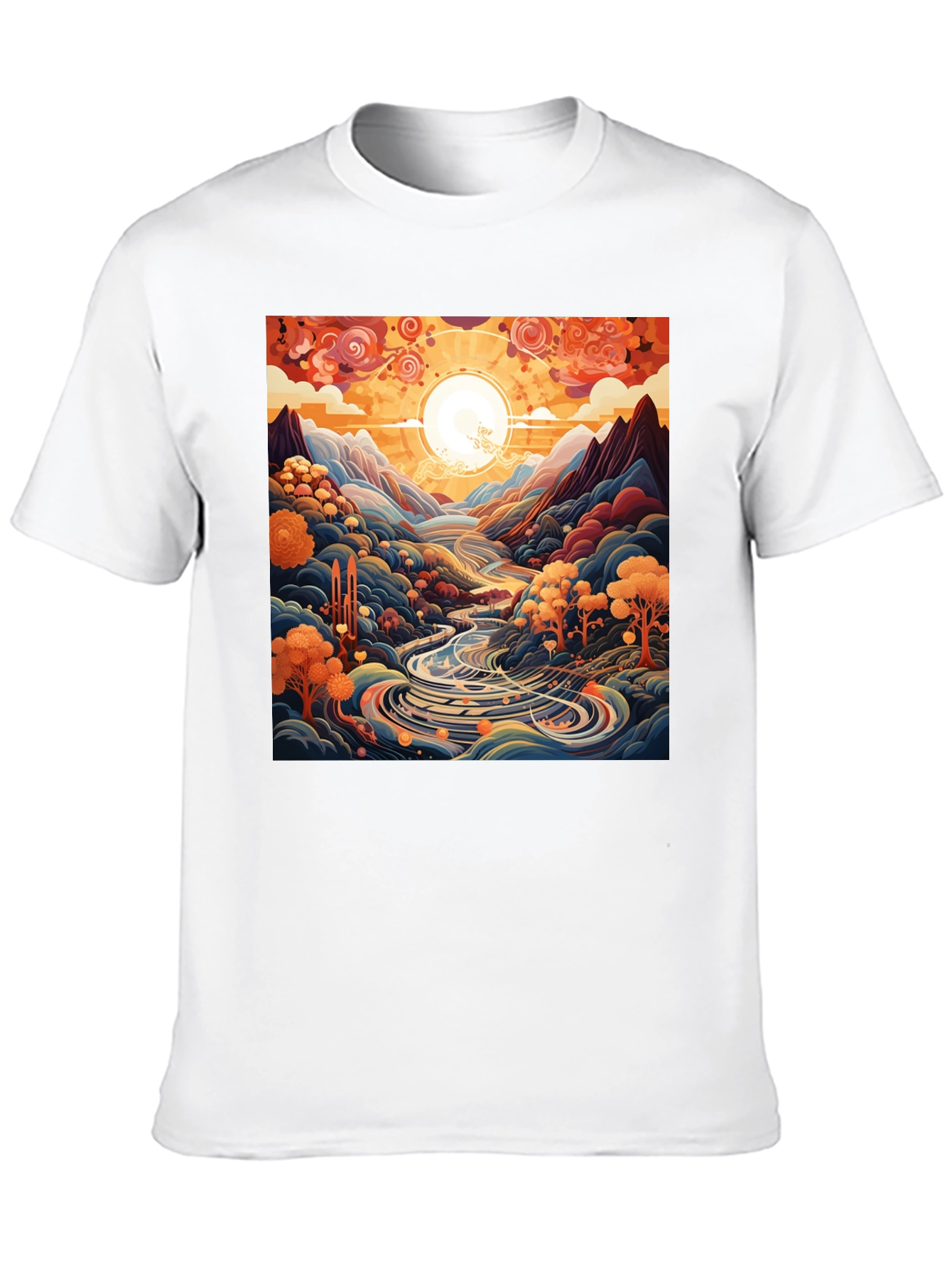 Artistic River Landscape Graphic Tee