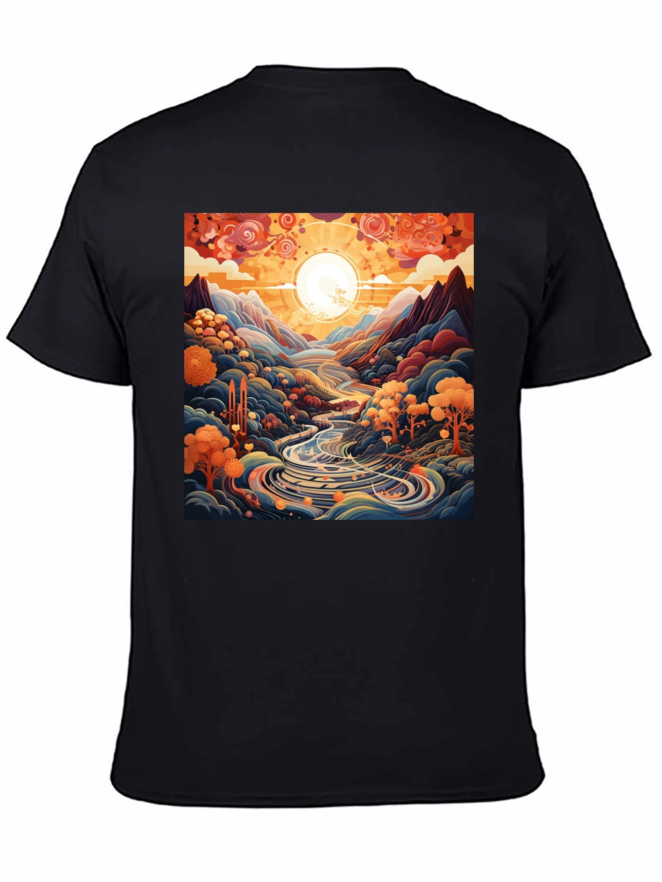 Artistic River Landscape Graphic Tee
