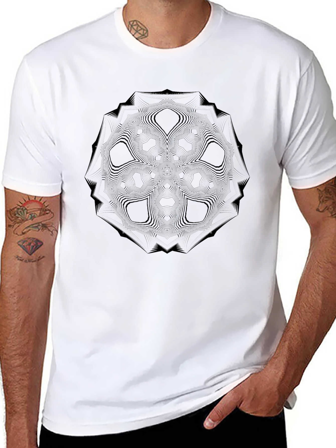 Geometric Mandala T-Shirt - Mens Black Graphic Tee