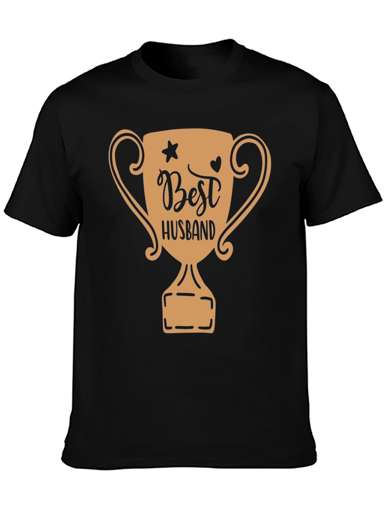 Best Husband Trophy Graphic Tee - Black Cotton T-Shirt