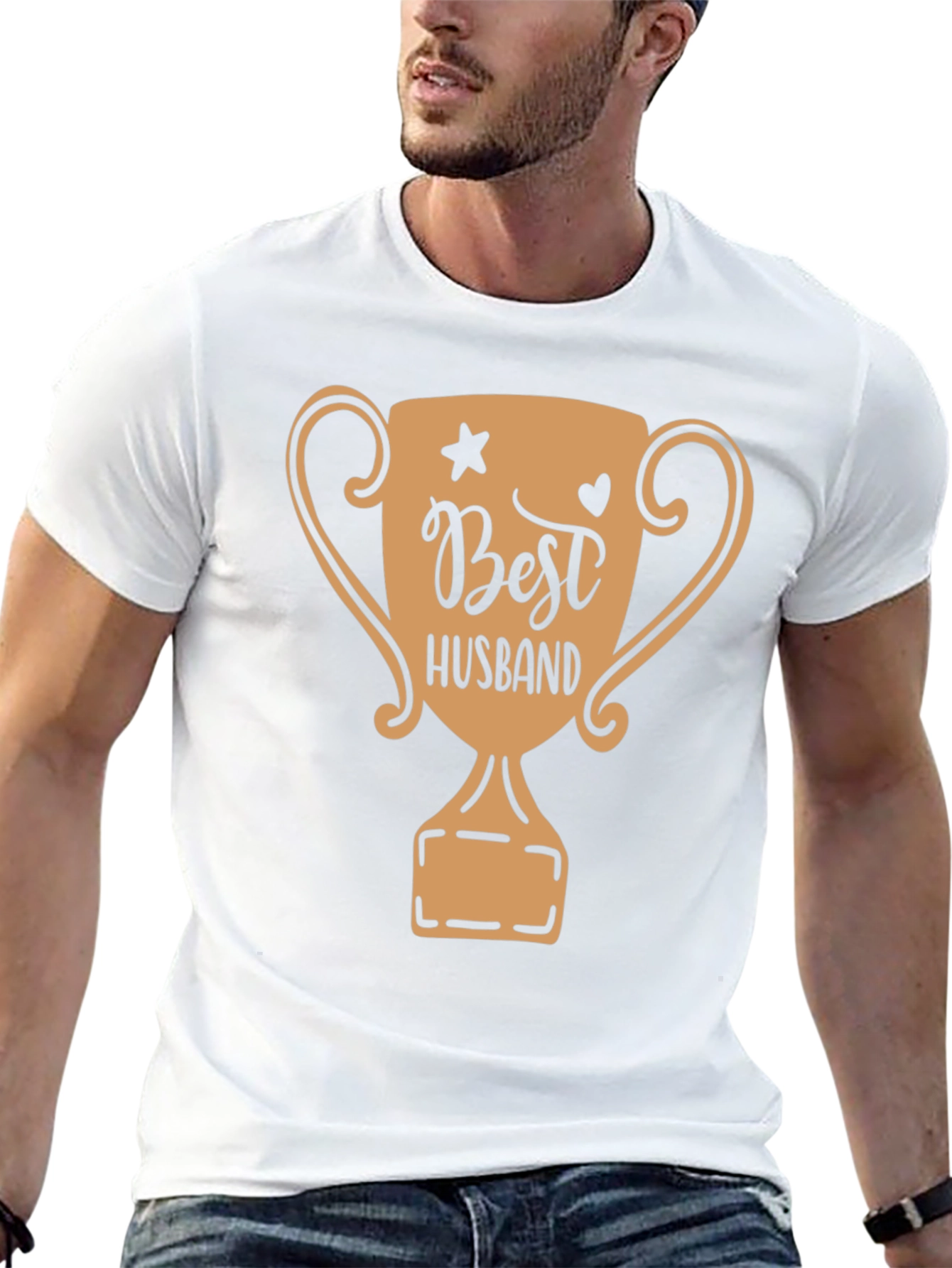 Best Husband Trophy Graphic Tee - Black Cotton T-Shirt