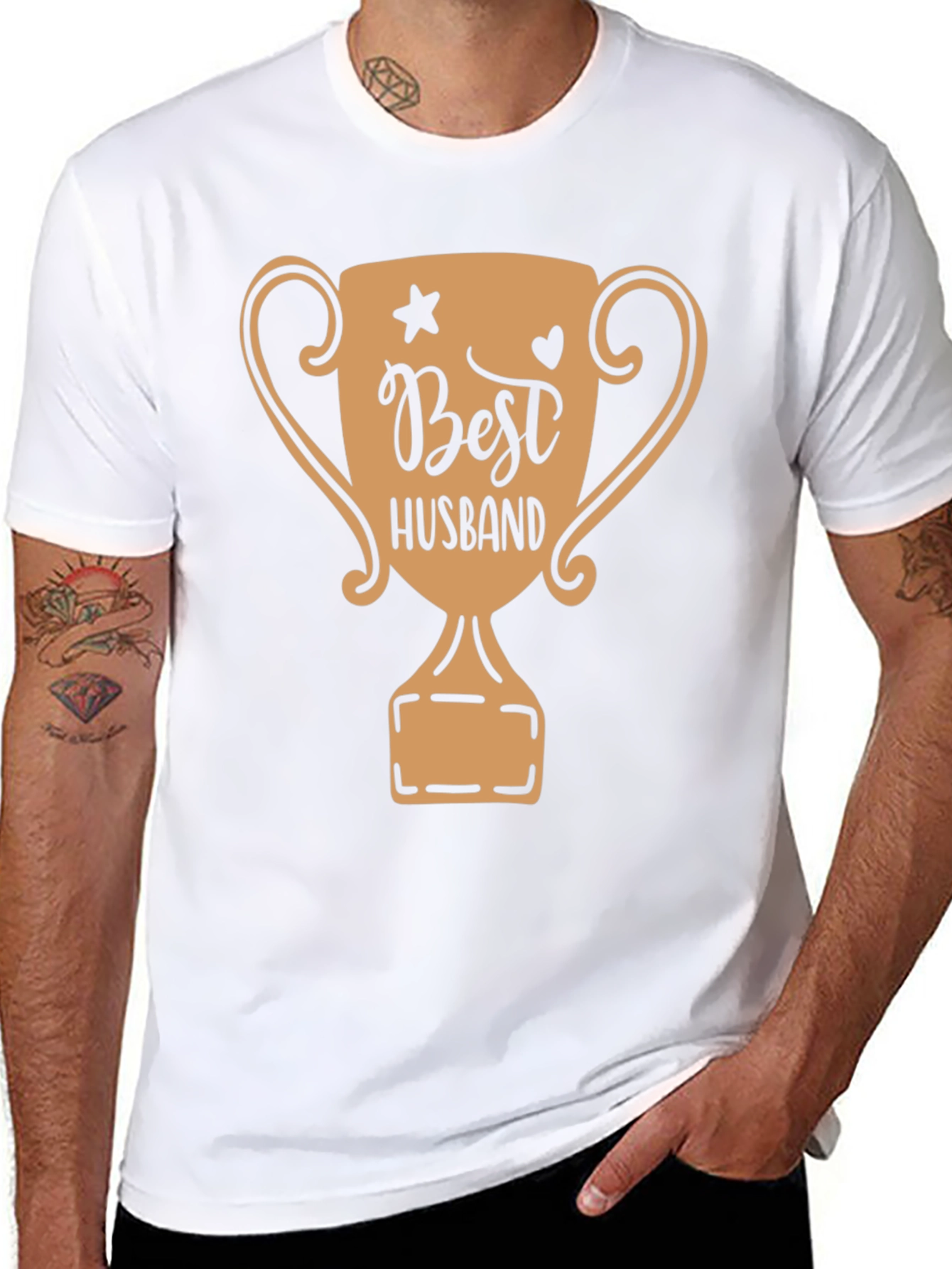Best Husband Trophy Graphic Tee - Black Cotton T-Shirt