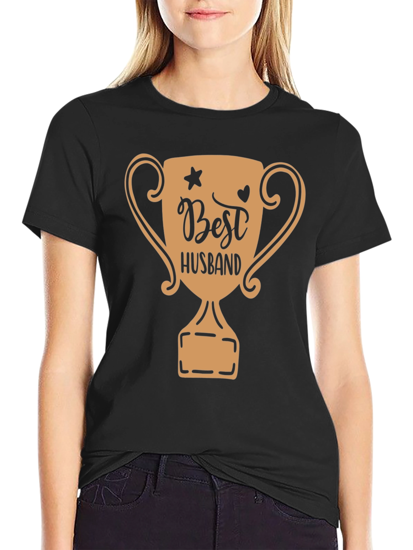 Best Husband Trophy Graphic Tee - Black Cotton T-Shirt