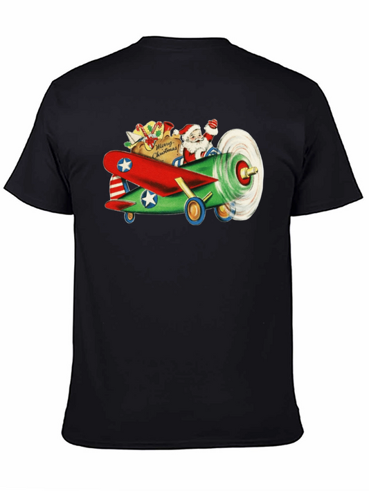 Santas Plane Black T-Shirt
