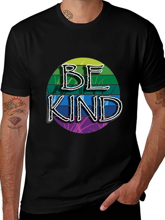 Be Kind Graphic Tee - Retro Stripe Design