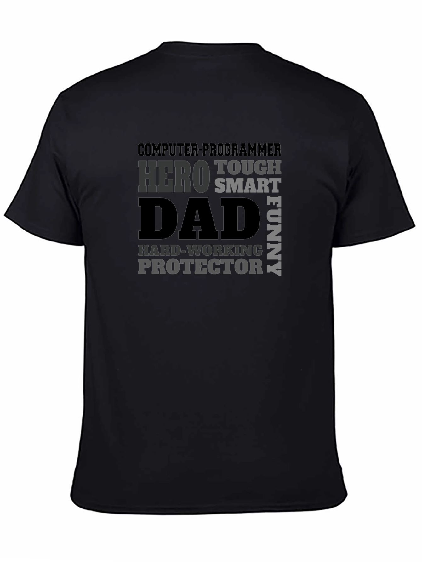 Dad Hero Programmer Black Graphic T-Shirt