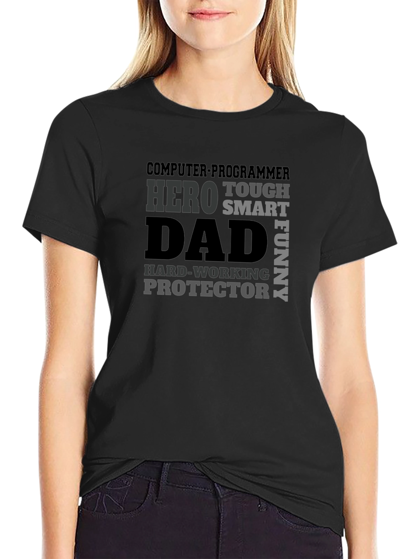 Dad Hero Programmer Black Graphic T-Shirt