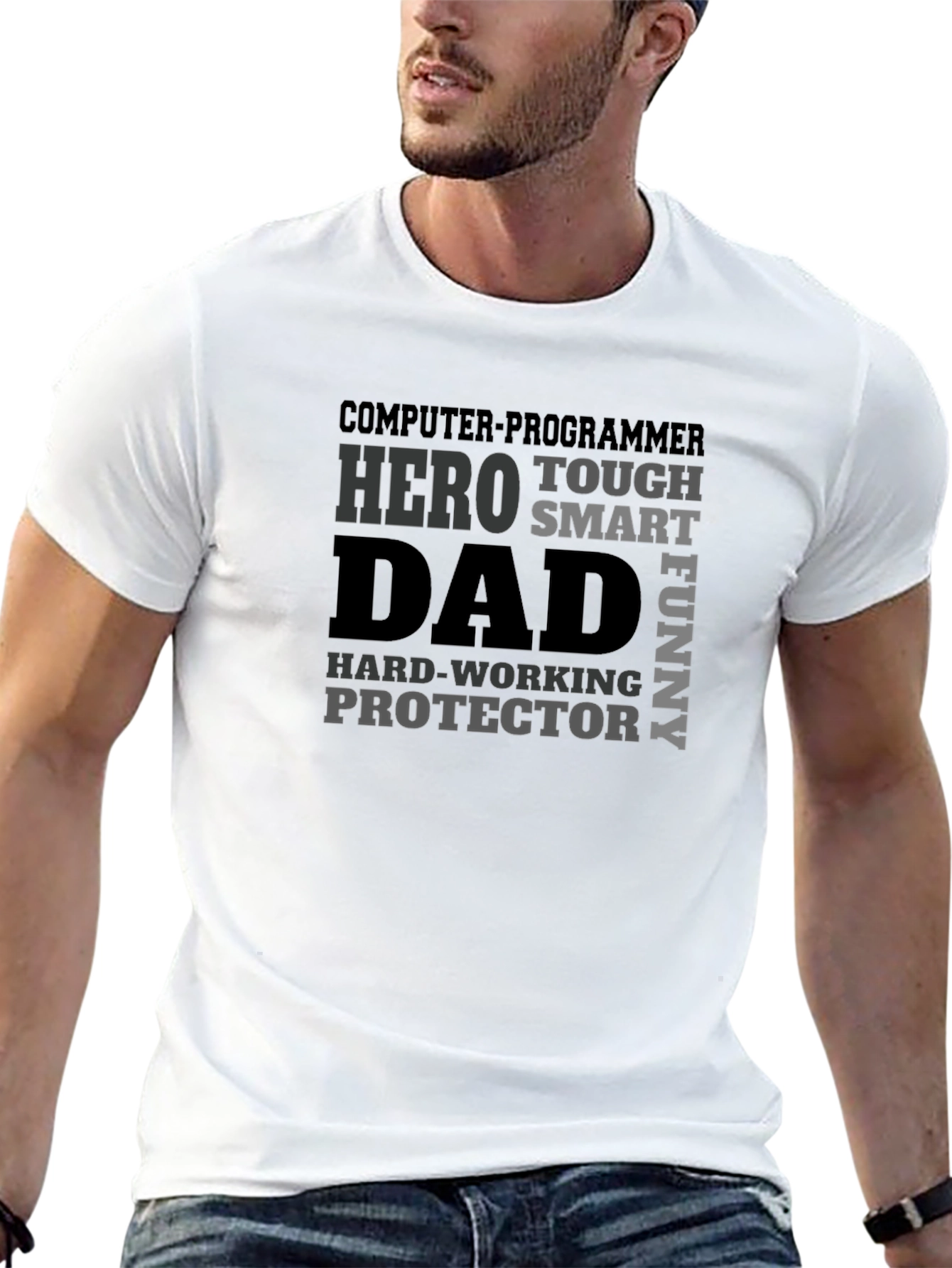 Dad Hero Programmer Black Graphic T-Shirt
