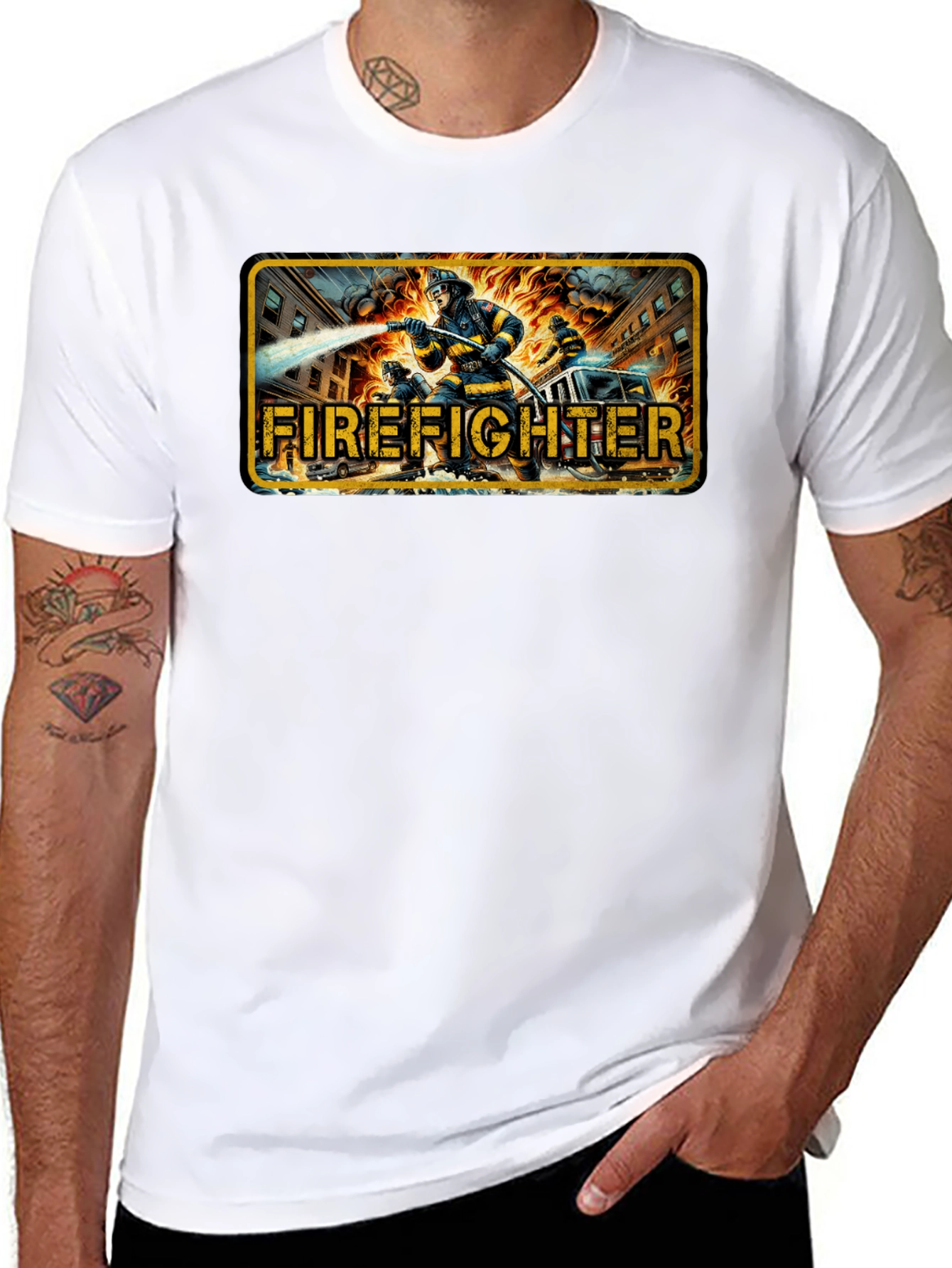 Firefighter Graphic T-Shirt - Heroic Design