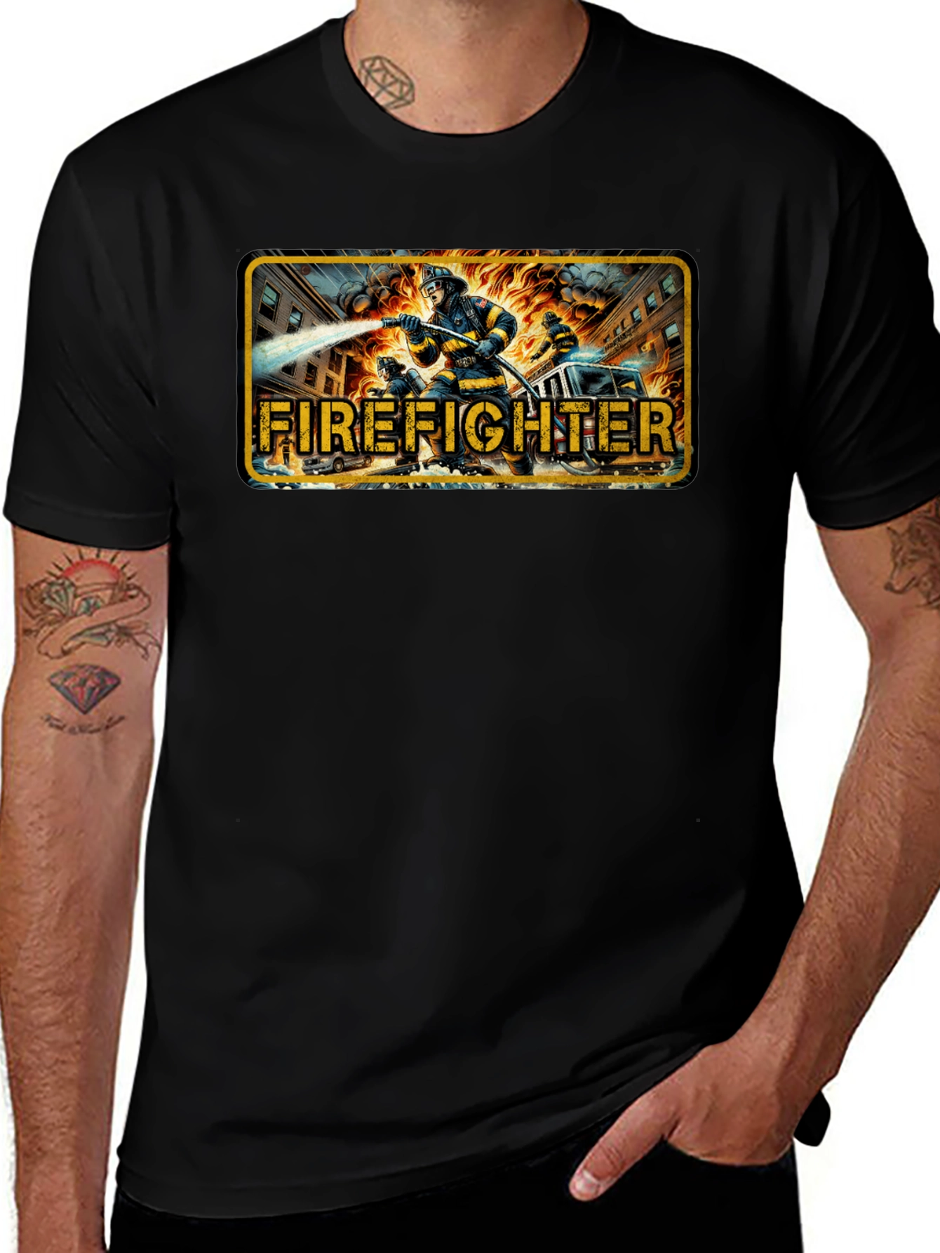 Firefighter Graphic T-Shirt - Heroic Design