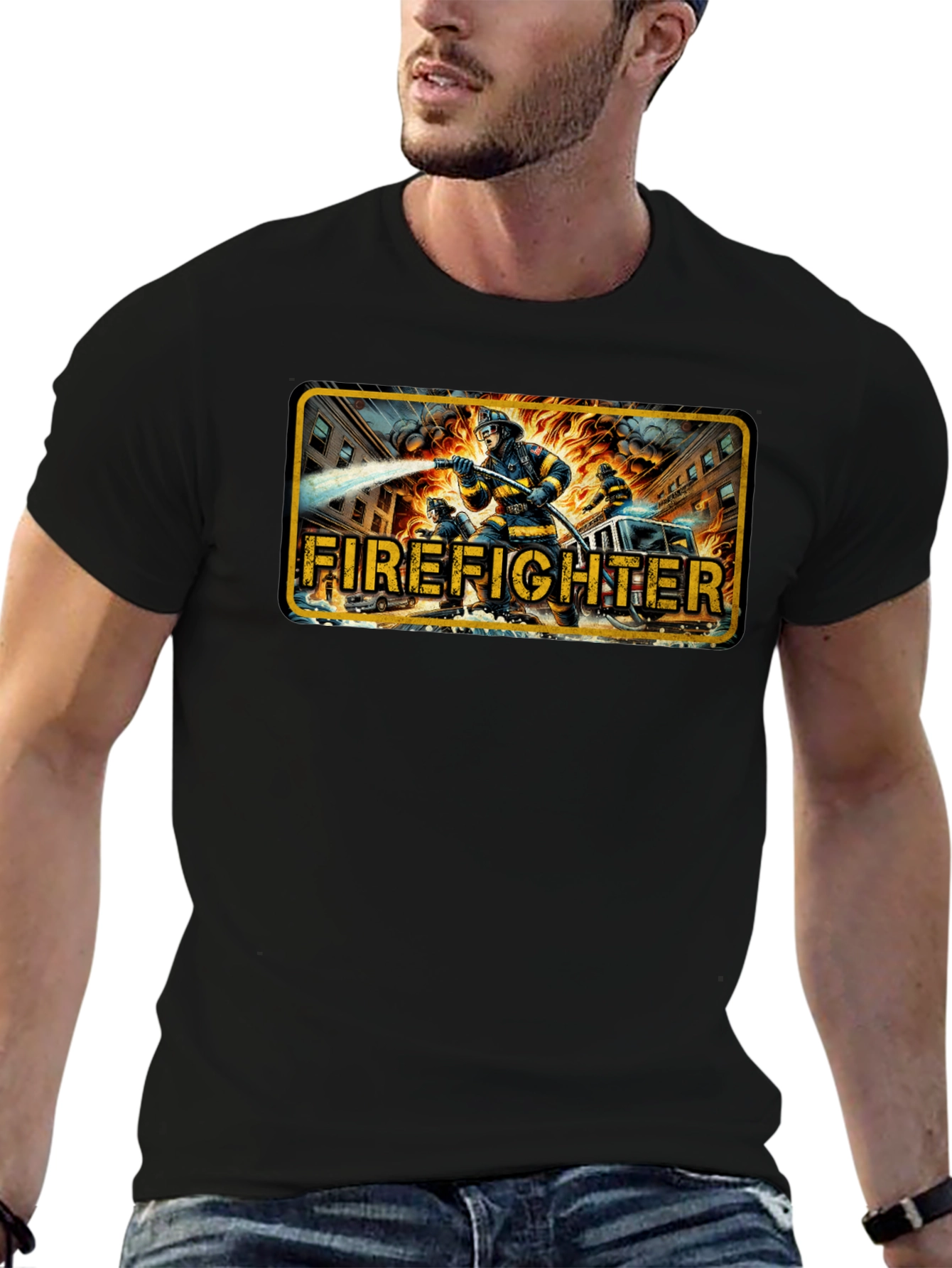 Firefighter Graphic T-Shirt - Heroic Design