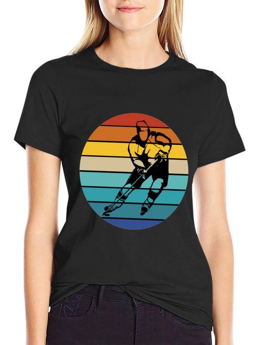 Retro Hockey Player T-Shirt - Vintage Style Graphic Tee