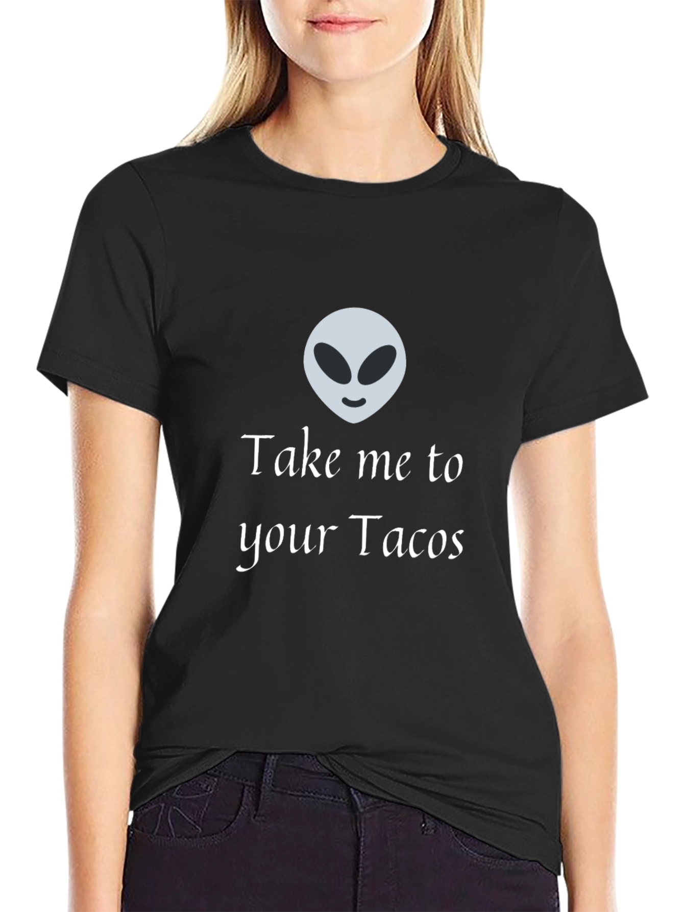 Alien Take Me To Your Tacos Black T-Shirt
