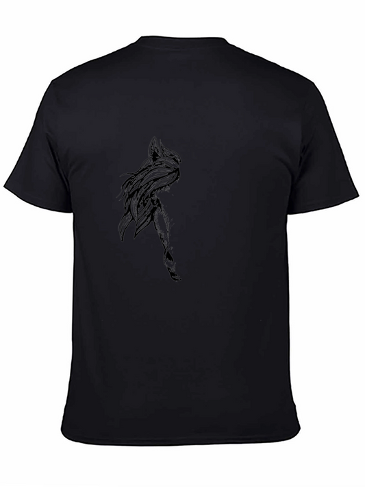 Black T-Shirt with Gothic Silhouette Design