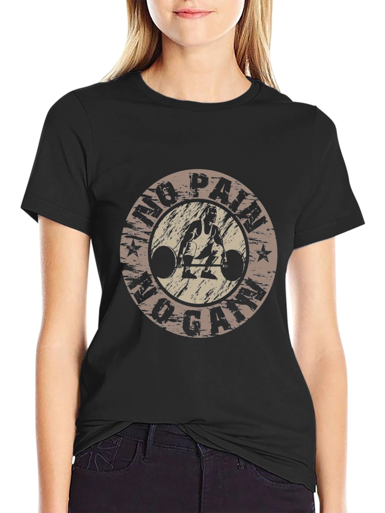 No Pain No Gain Gym T-Shirt - Weightlifting Design