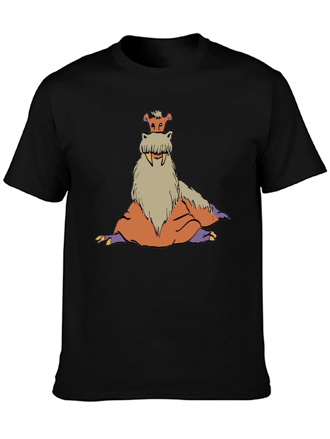 Tusked Beast Graphic Tee - Black Cotton T-Shirt