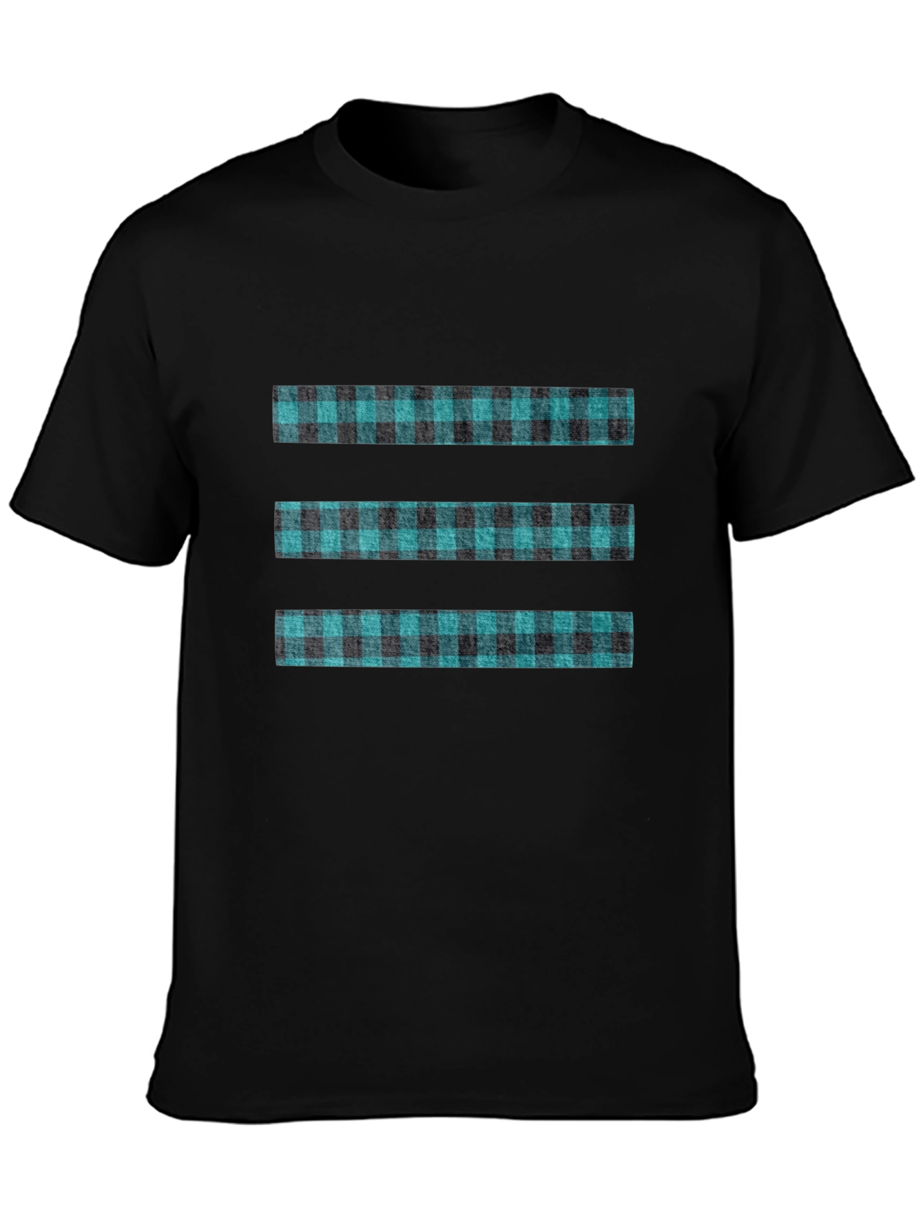 Modern Plaid Stripe Tee - Black Casual T-Shirt