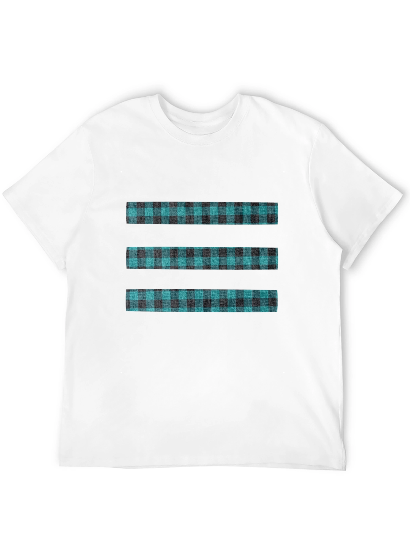 Modern Plaid Stripe Tee - Black Casual T-Shirt