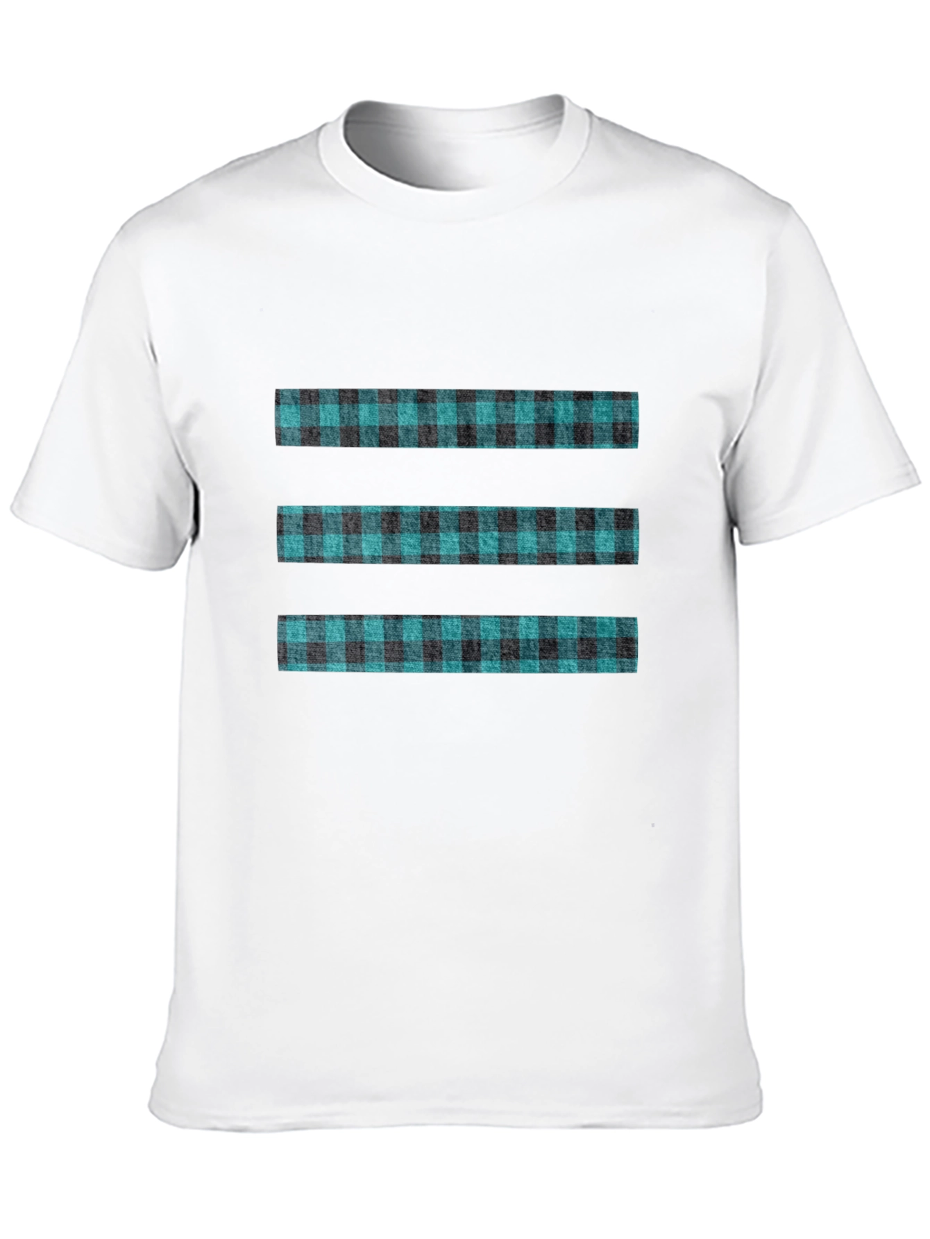 Modern Plaid Stripe Tee - Black Casual T-Shirt