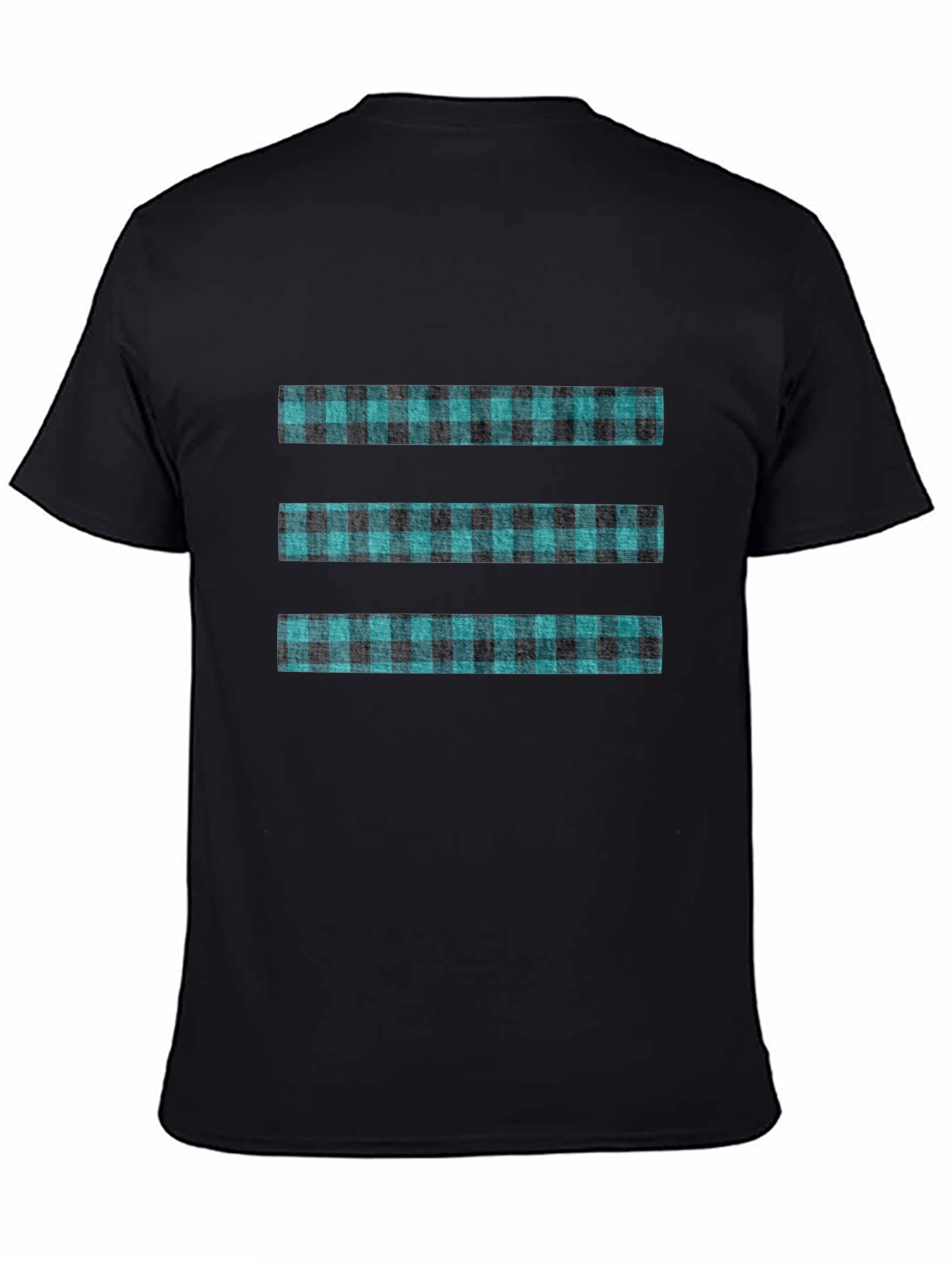 Modern Plaid Stripe Tee - Black Casual T-Shirt