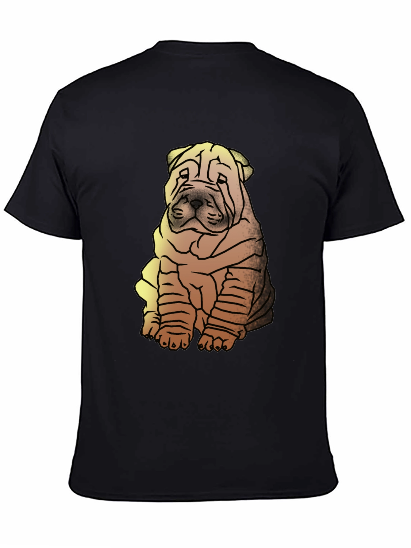 Shar Pei Dog Graphic Print Mens Black T-Shirt