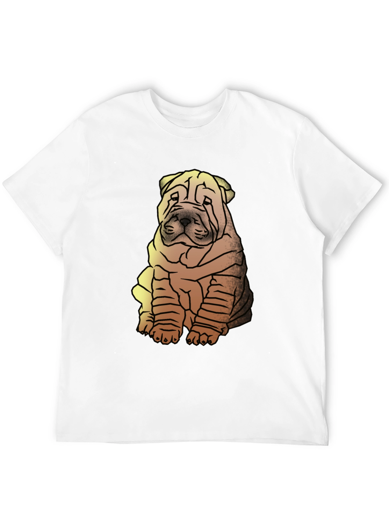 Shar Pei Dog Graphic Print Mens Black T-Shirt