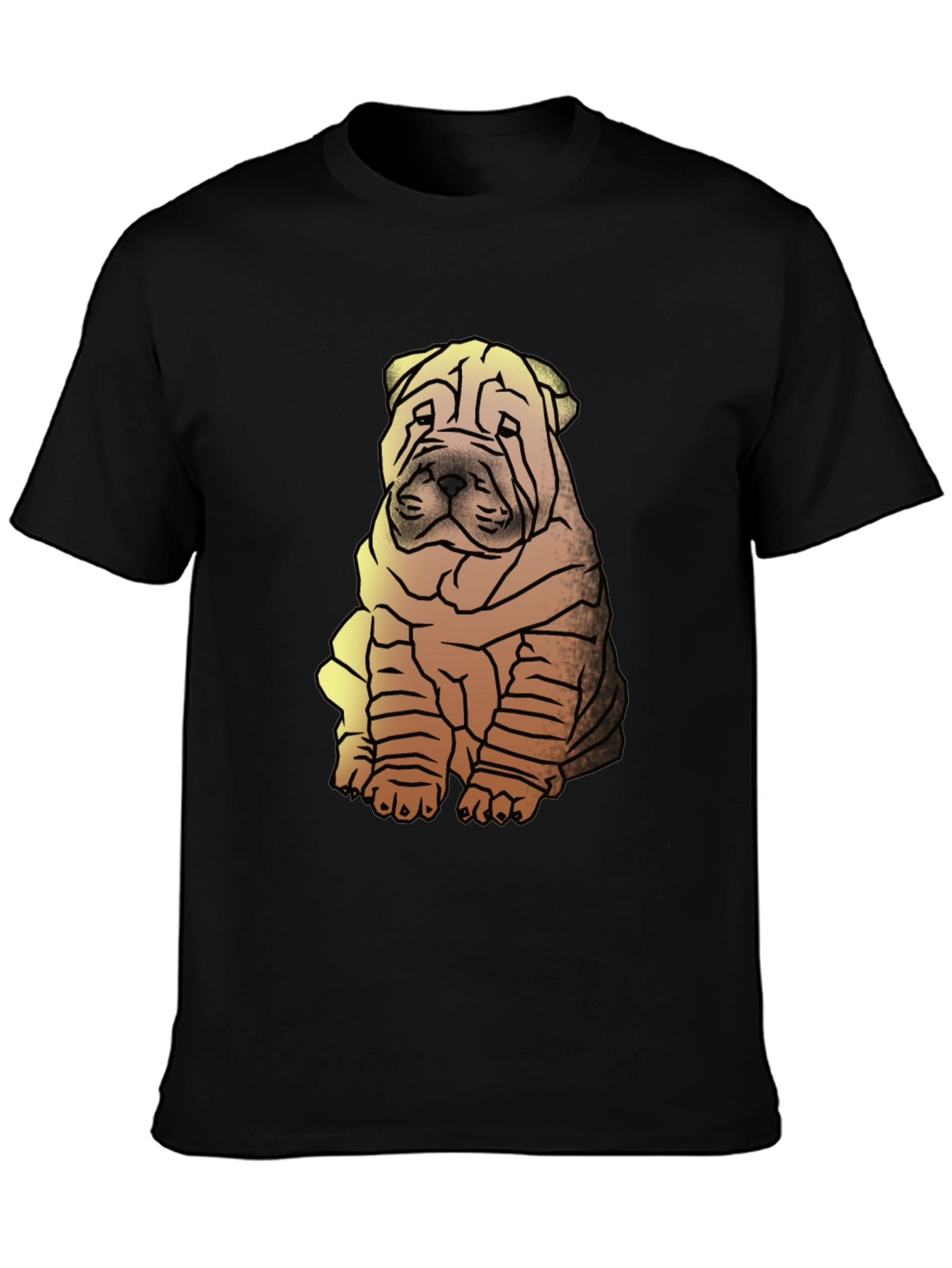 Shar Pei Dog Graphic Print Mens Black T-Shirt