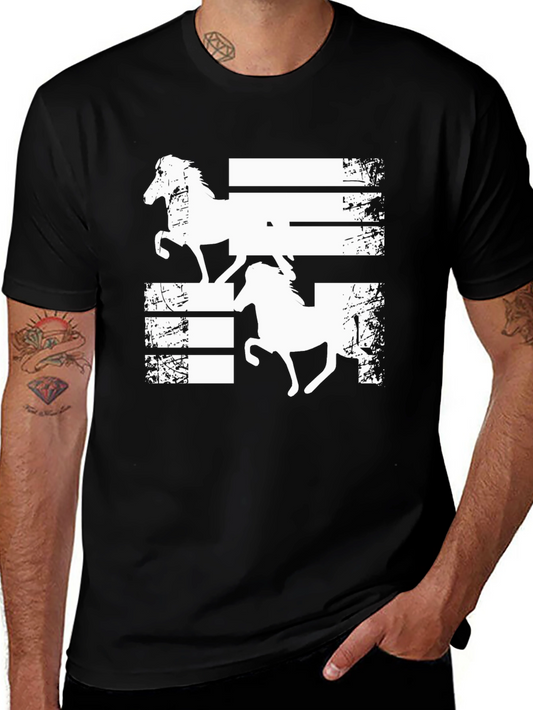 Horse Graphic Tee - Black Casual T-Shirt