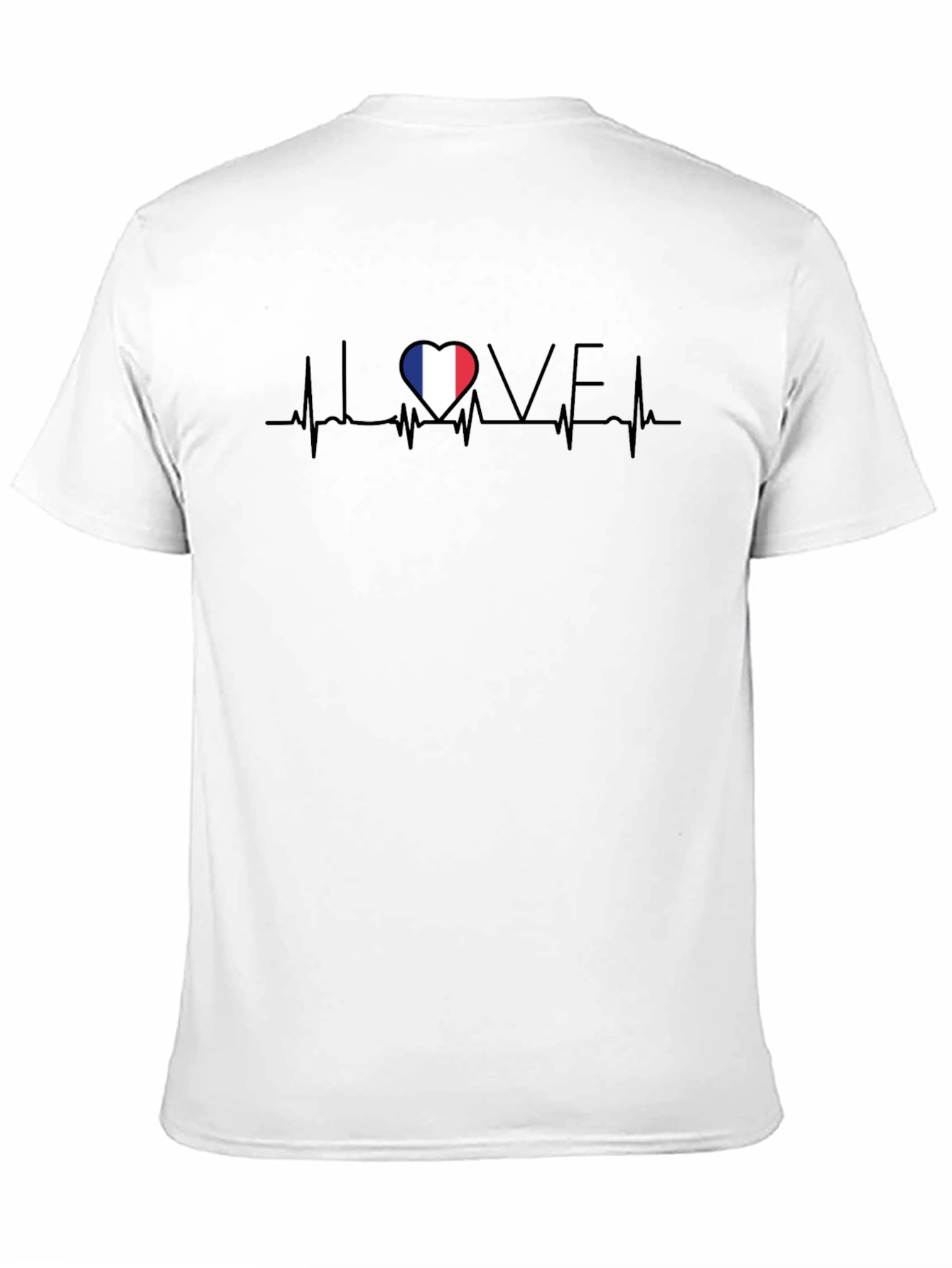 Love France Heartbeat Black T-Shirt