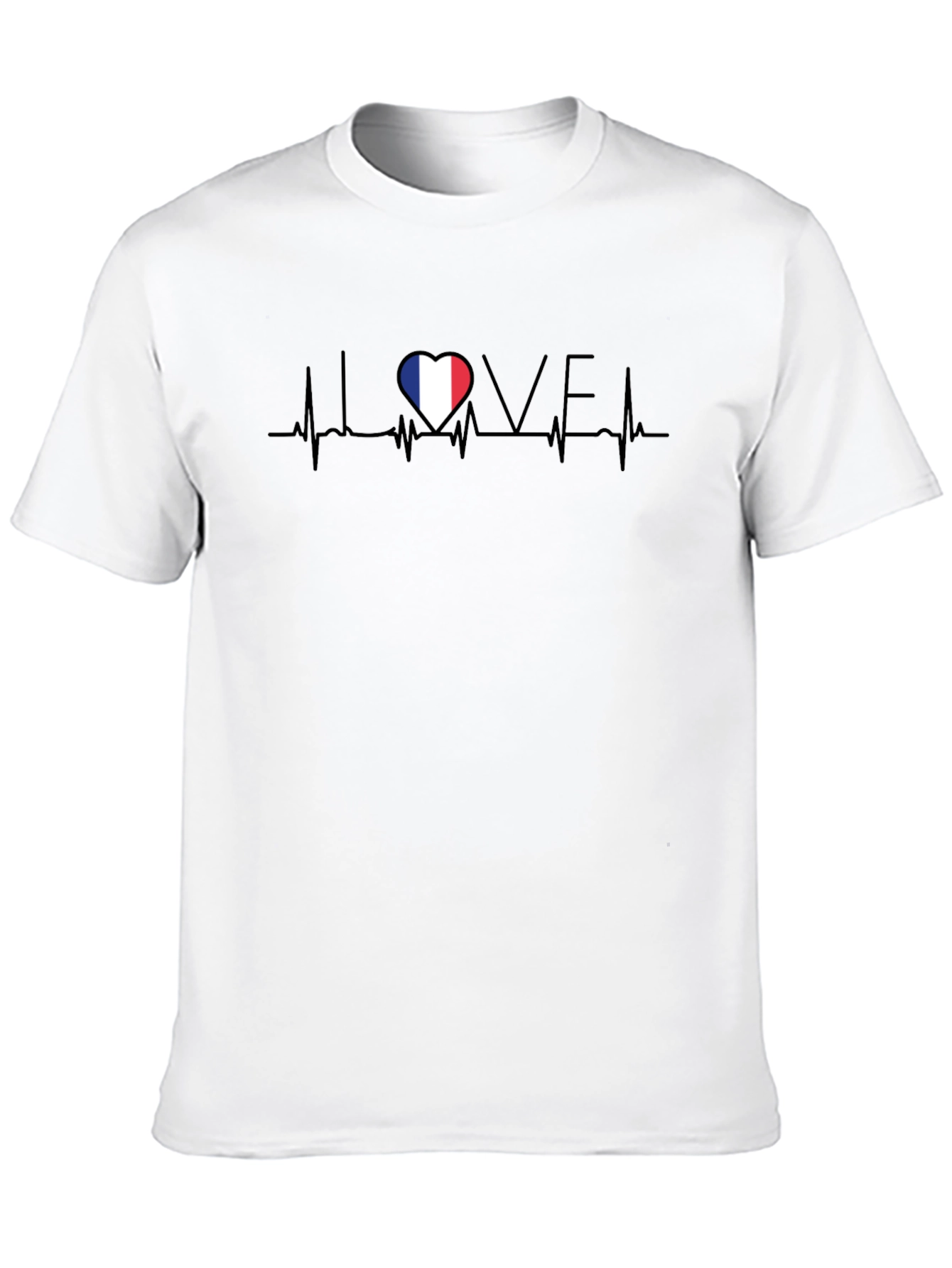 Love France Heartbeat Black T-Shirt