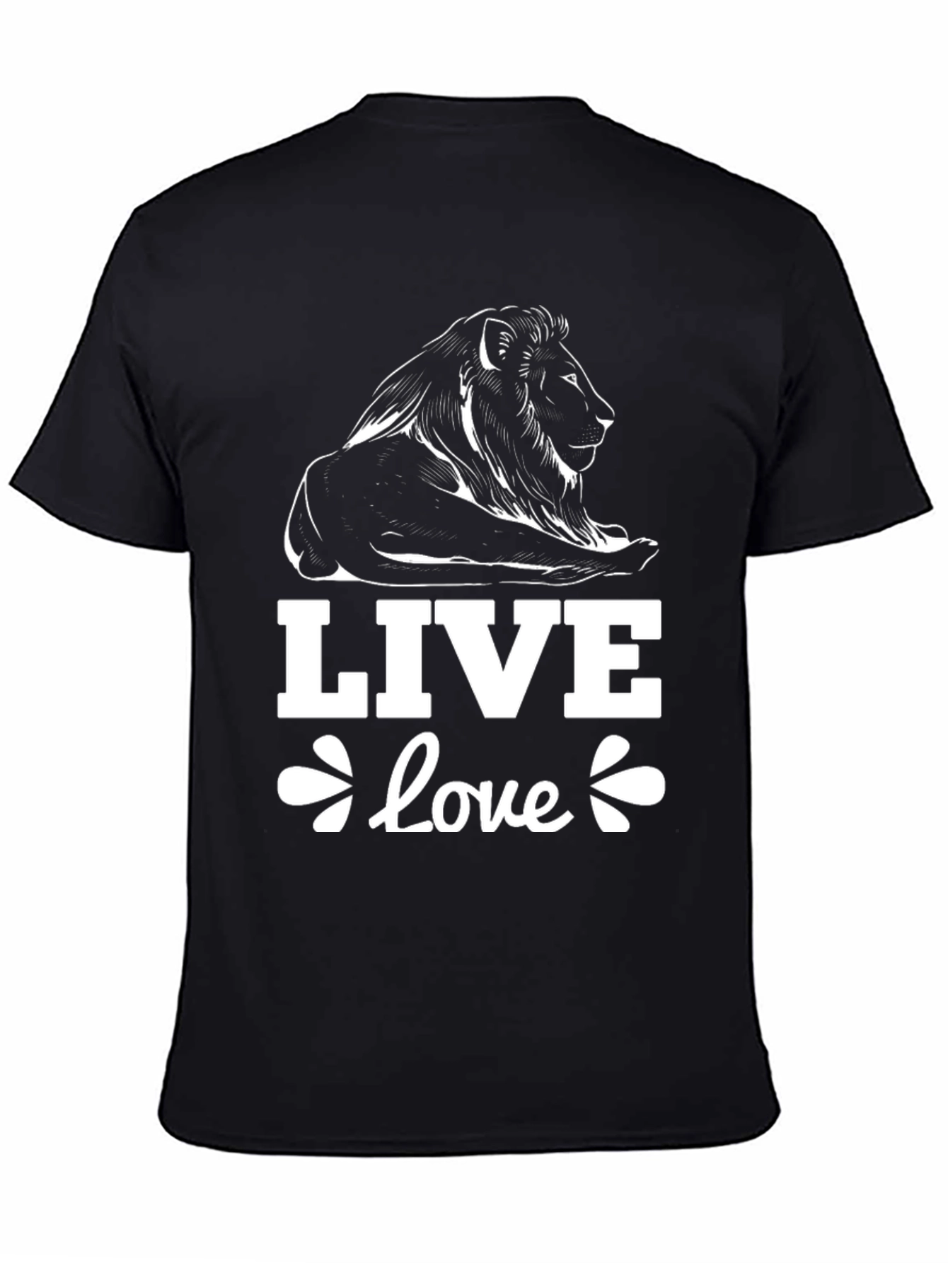 Lion Live Love Black Graphic T-Shirt