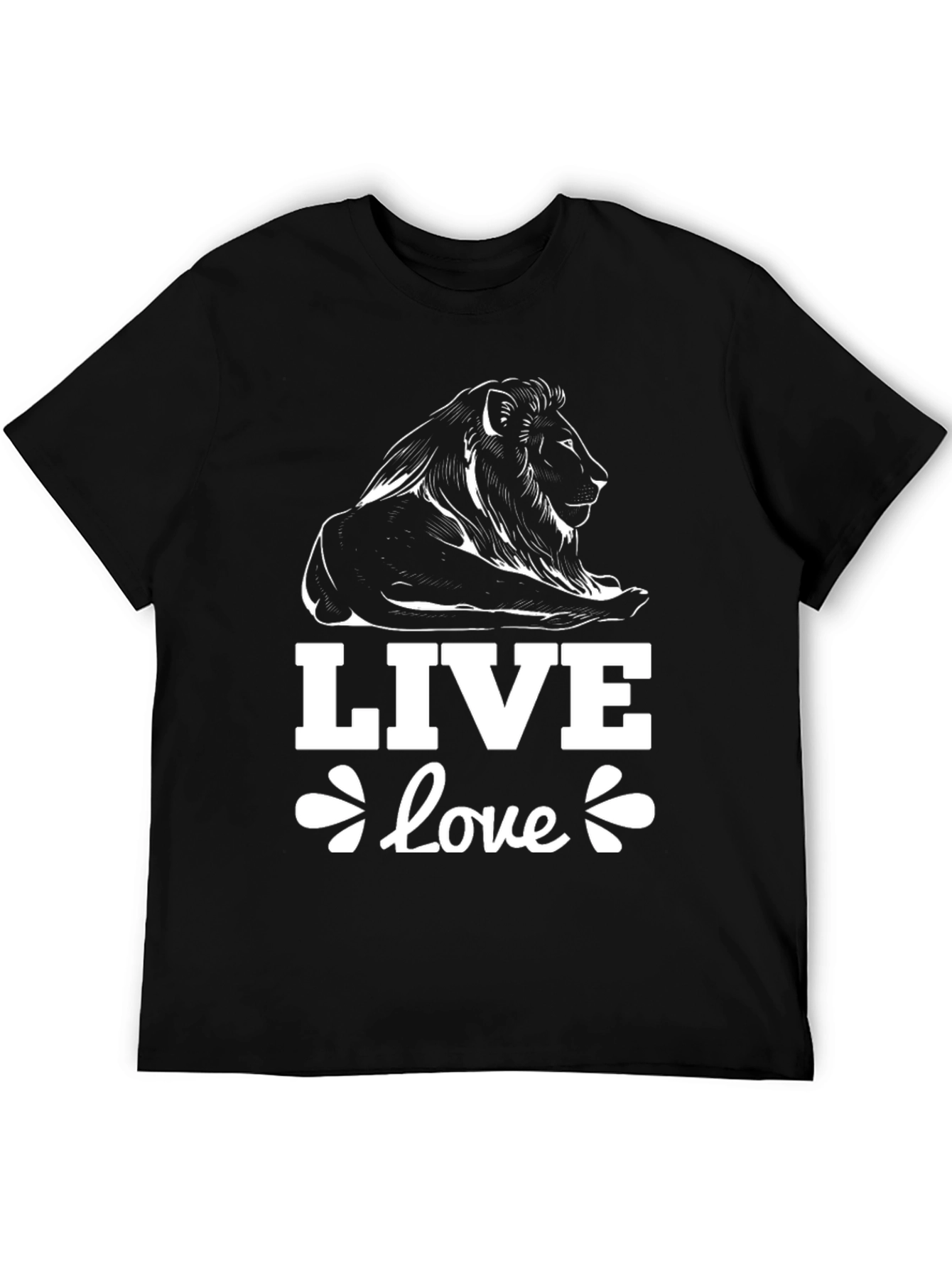 Lion Live Love Black Graphic T-Shirt