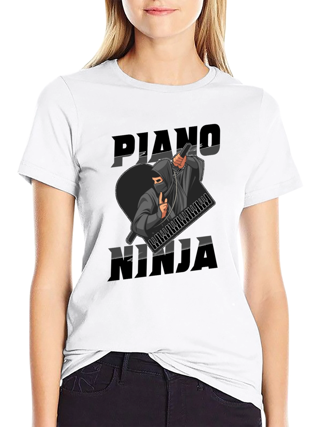 Piano Ninja Graphic Tee - Musician Style T-Shirt
