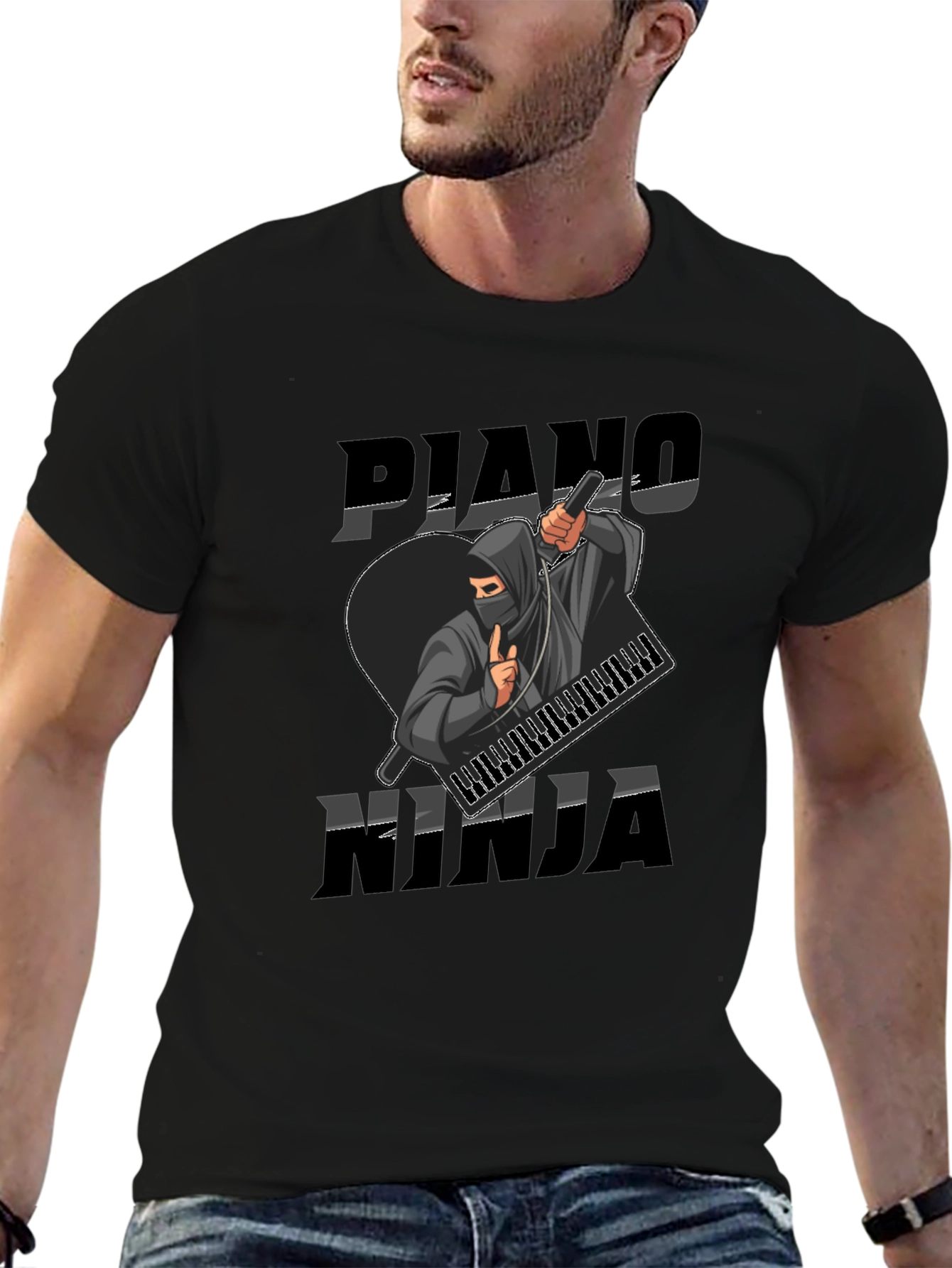 Piano Ninja Graphic Tee - Musician Style T-Shirt