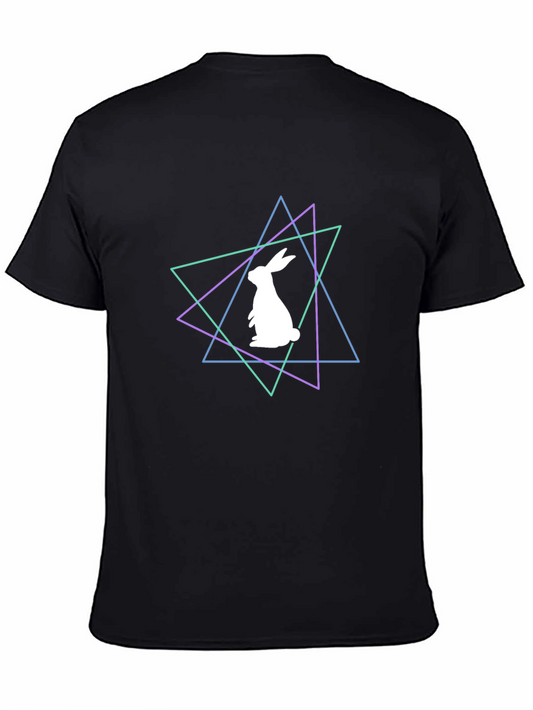 Geometric Rabbit Graphic Tee - Black