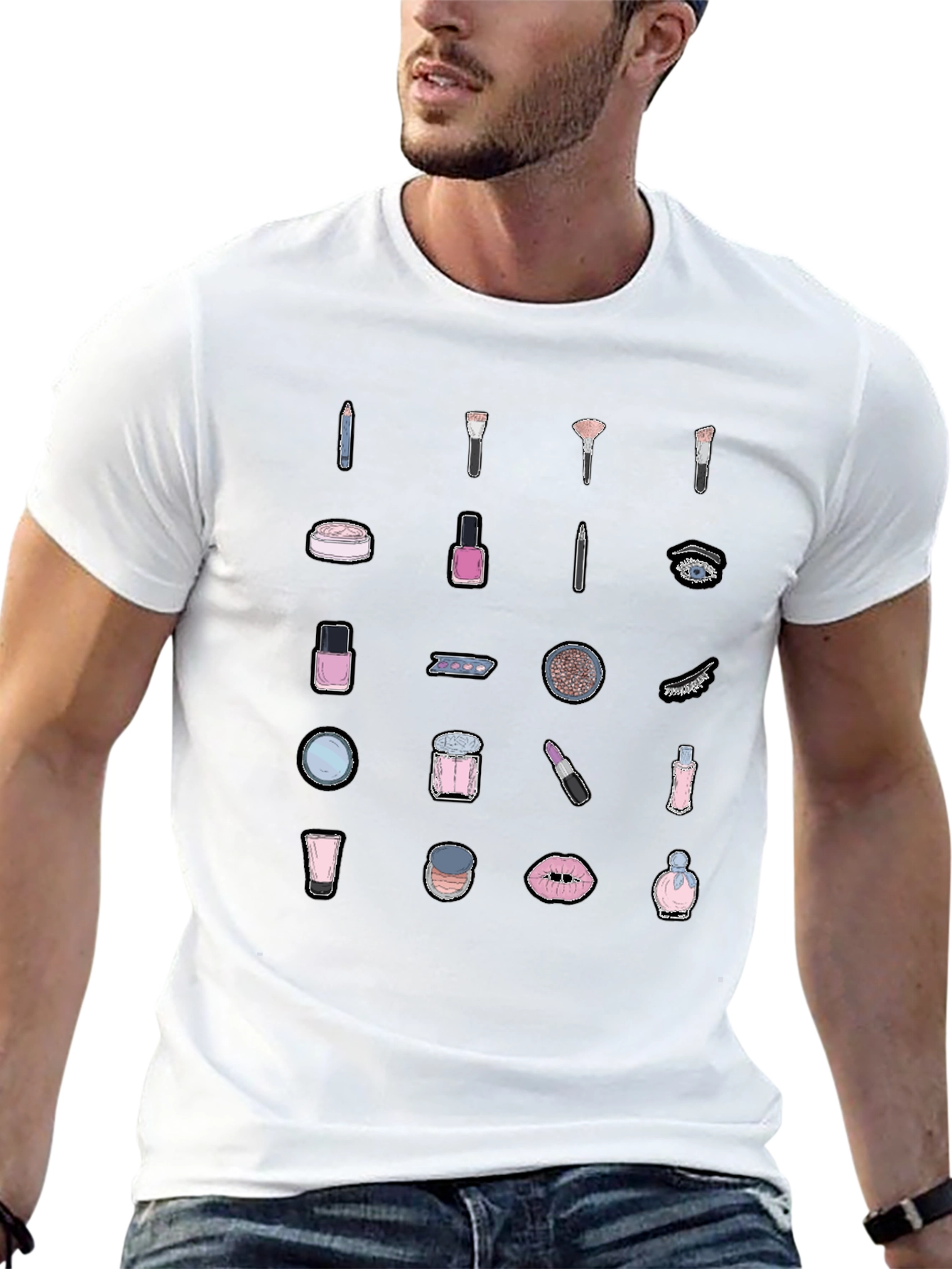 Makeup Pattern T-Shirt - Stylish Beauty Design